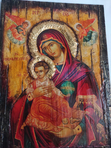 Virgin Mary Panagia Therapevousa Icon-Orthodox Greek Byzantine Handmade Icons