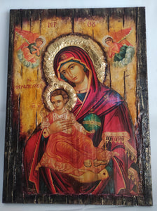 Virgin Mary Panagia Therapevousa Icon-Orthodox Greek Byzantine Handmade Icons