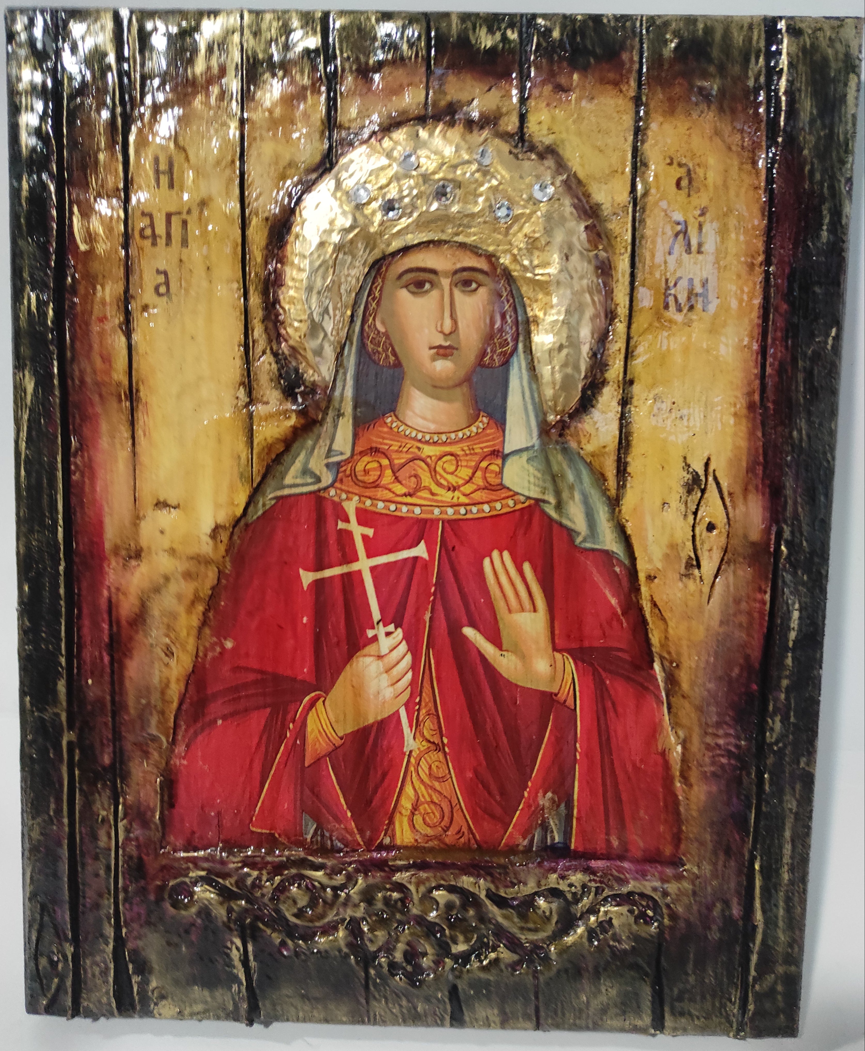 Saint Alice Aliki Icon-Greek Orthodox Byzantine Christian Antique Style Icons.