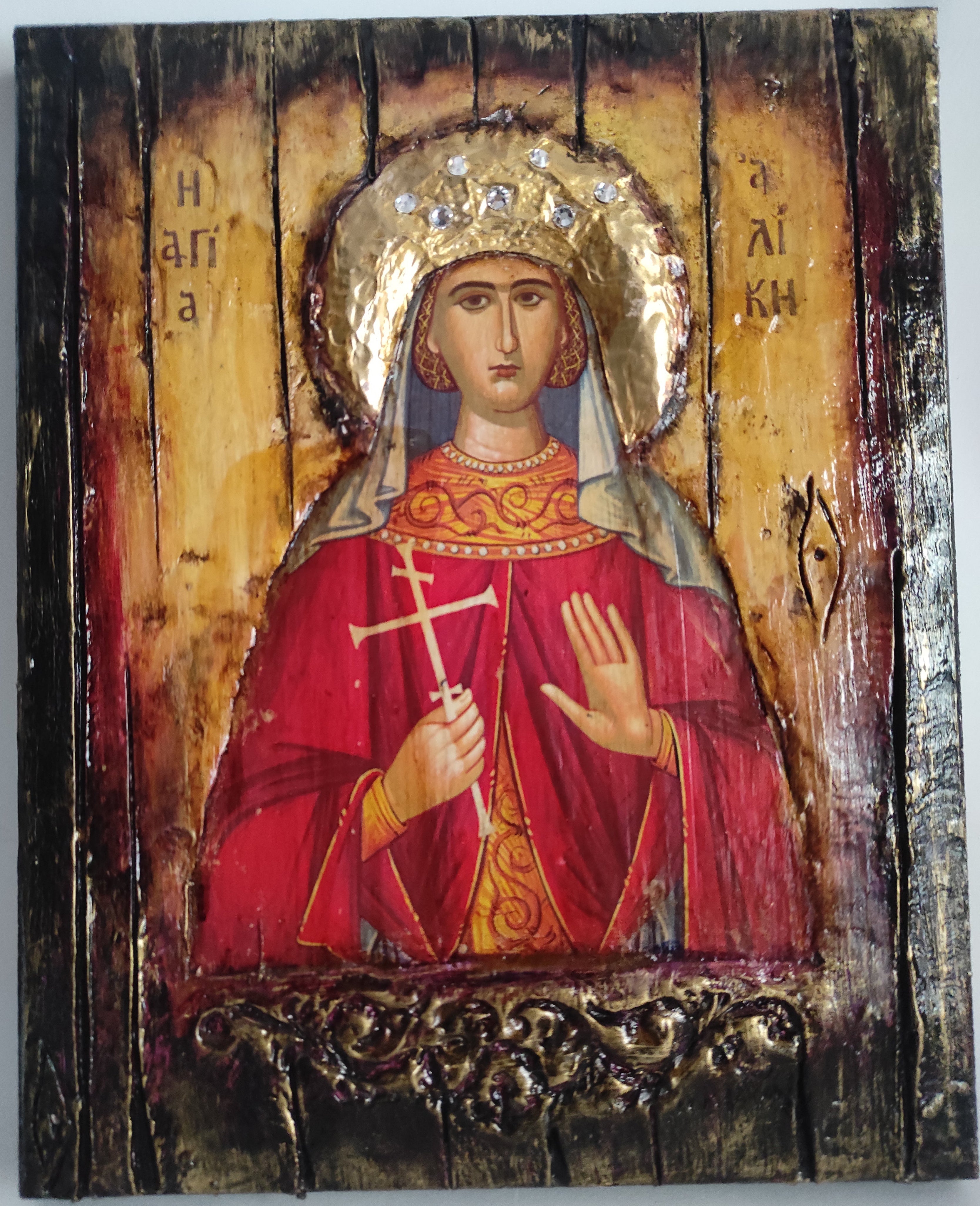 Saint Alice Aliki Icon-Greek Orthodox Byzantine Christian Antique Style Icons.