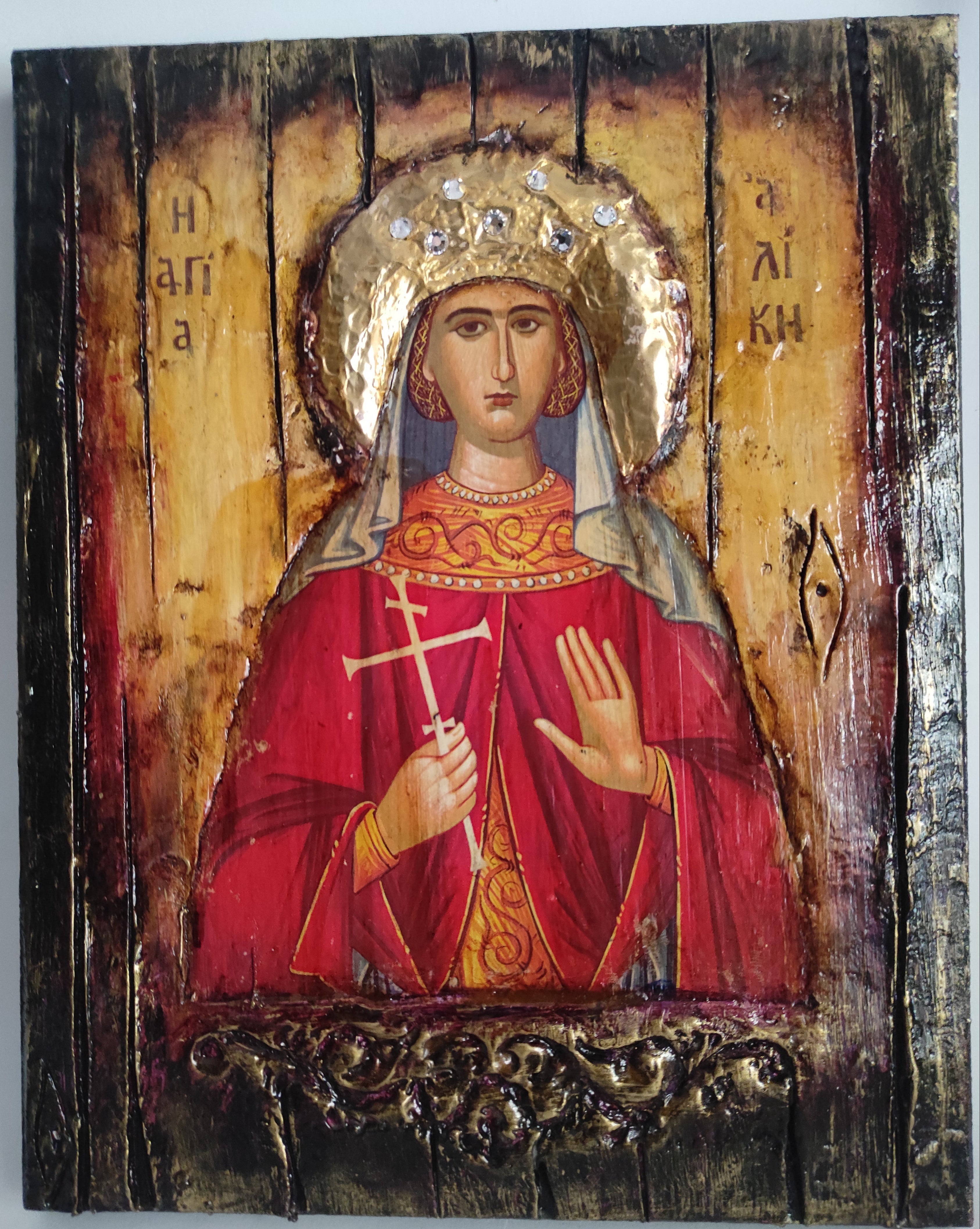 Saint Alice Aliki Icon-Greek Orthodox Byzantine Christian Antique Style Icons.