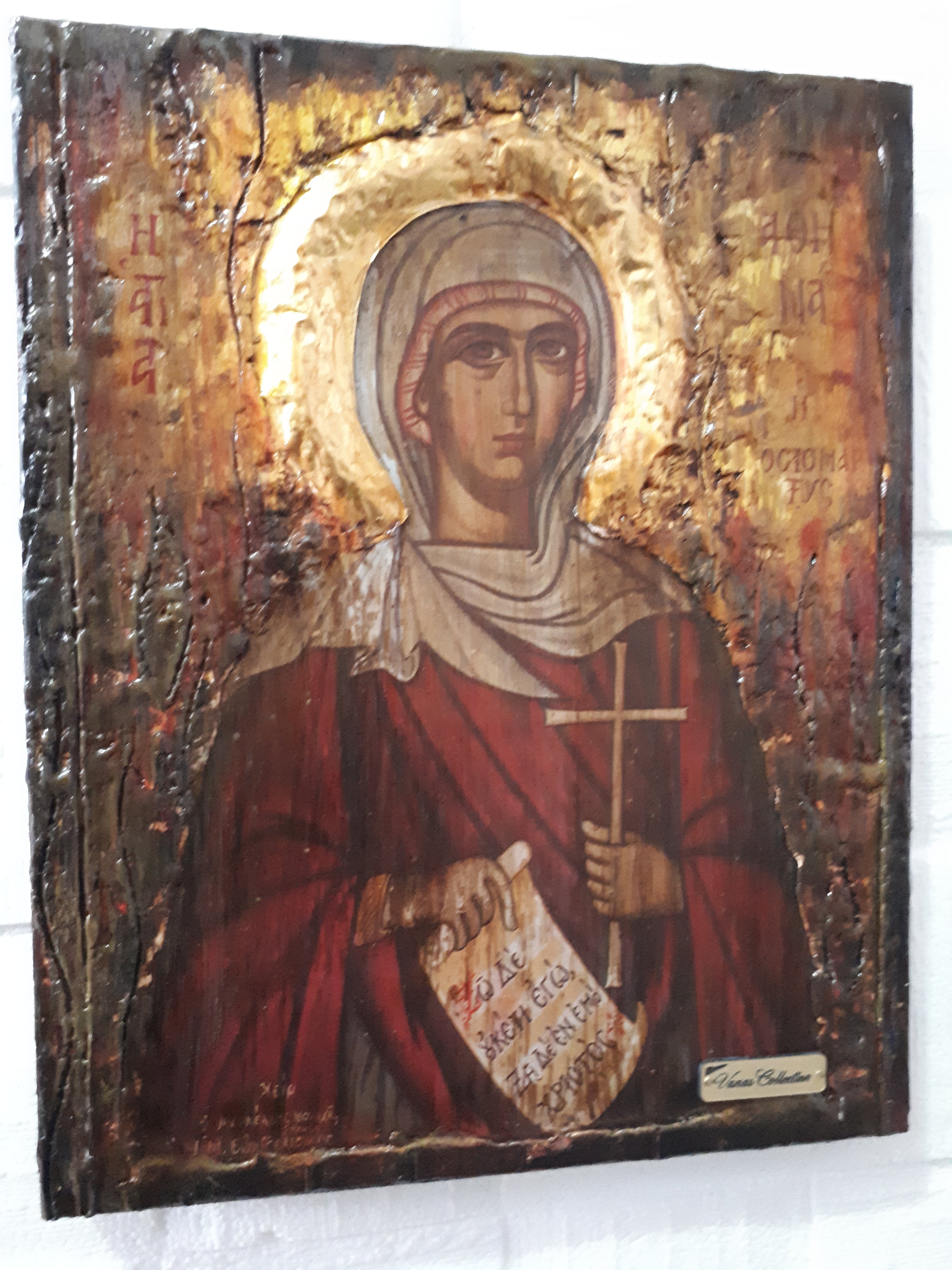 Saint Athena Osiomartyr Icon-Rare Byzantine Greek Orthodox Antique Style Icons - Vanas Collection