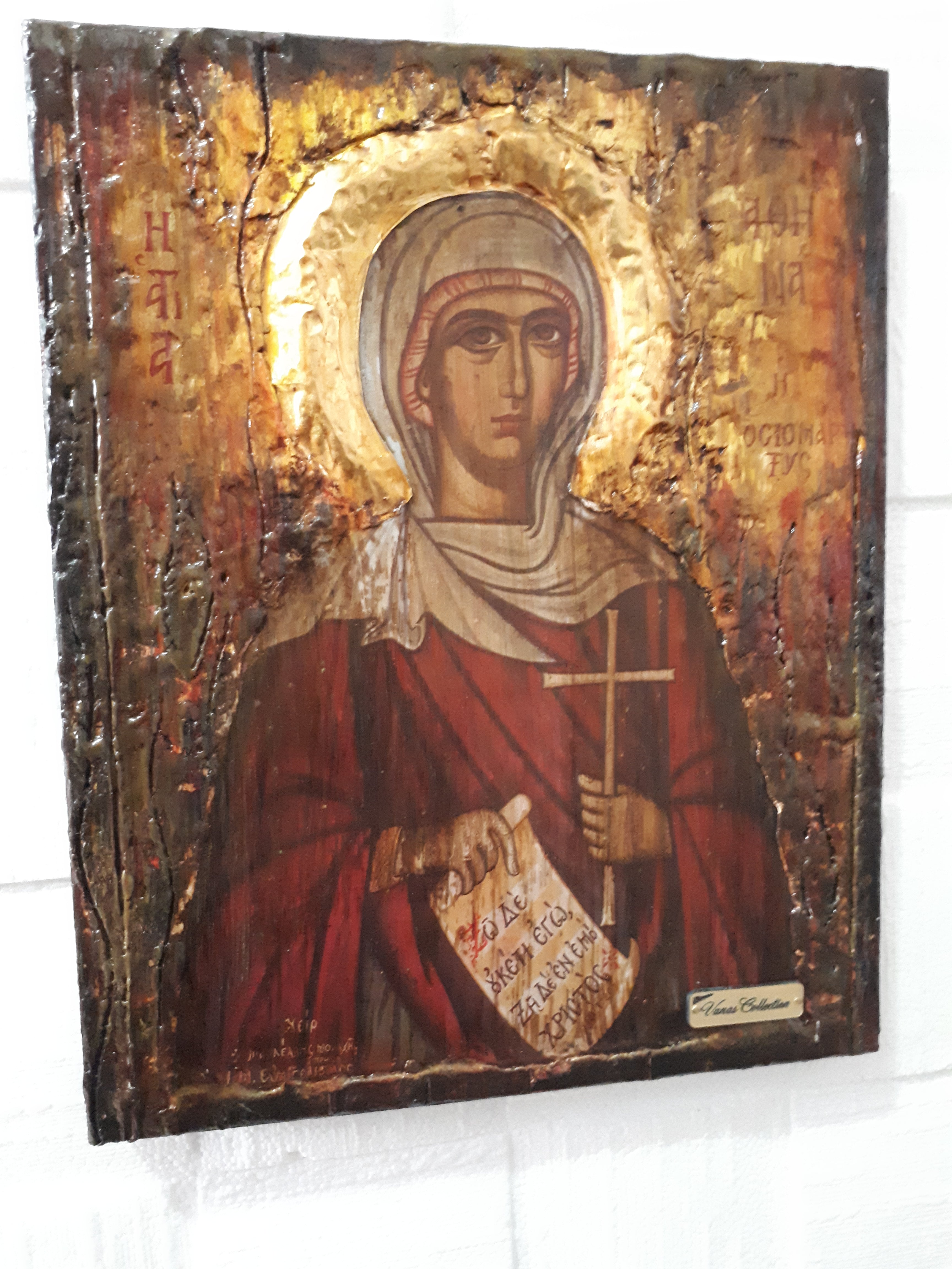 Saint Athena Osiomartyr Icon-Rare Byzantine Greek Orthodox Antique Style Icons - Vanas Collection