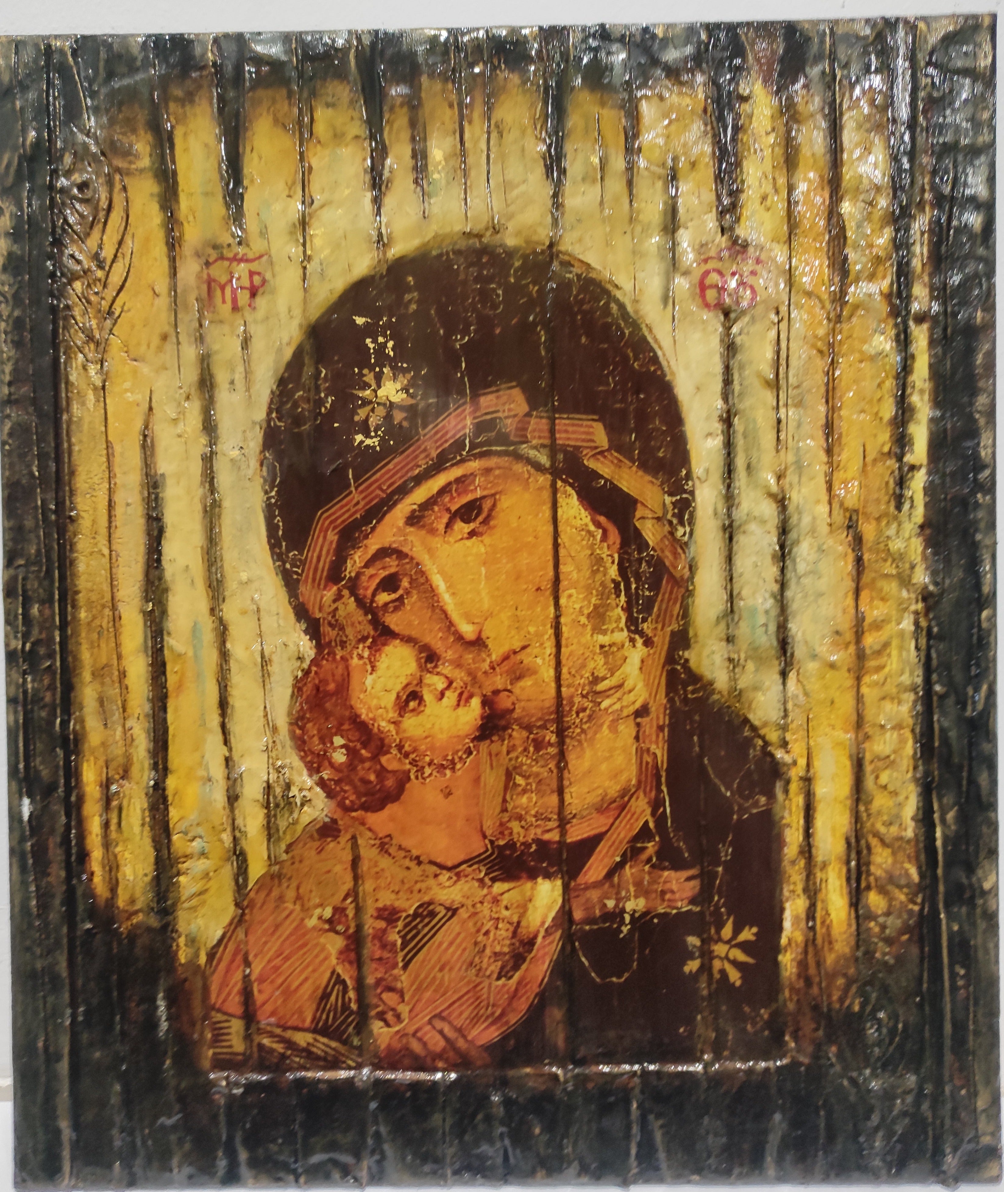 Holy Virgin Mary with Jesus Christ Icon-Panagia Greek Byzantine Icons