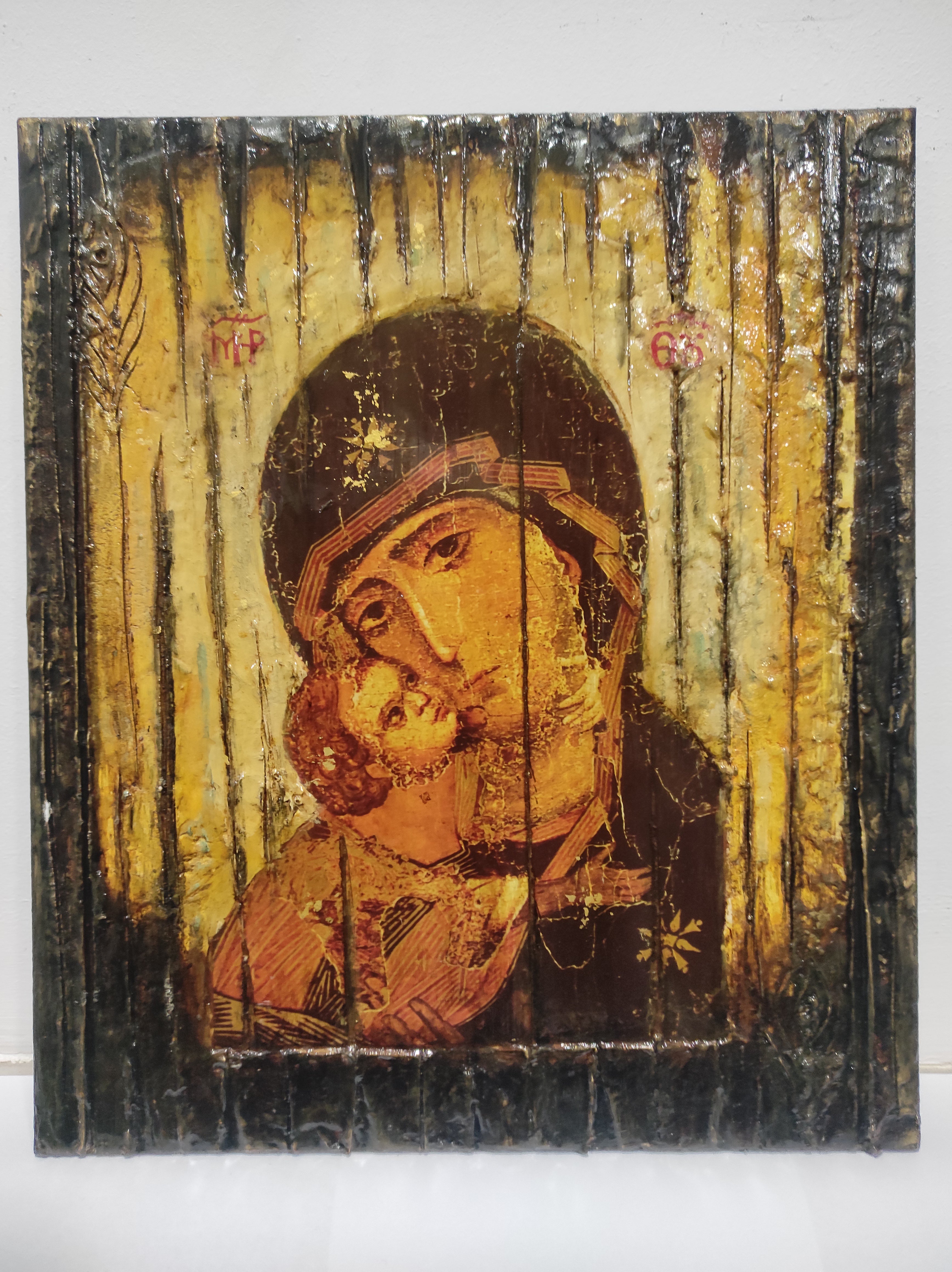 Holy Virgin Mary with Jesus Christ Icon-Panagia Greek Byzantine Icons