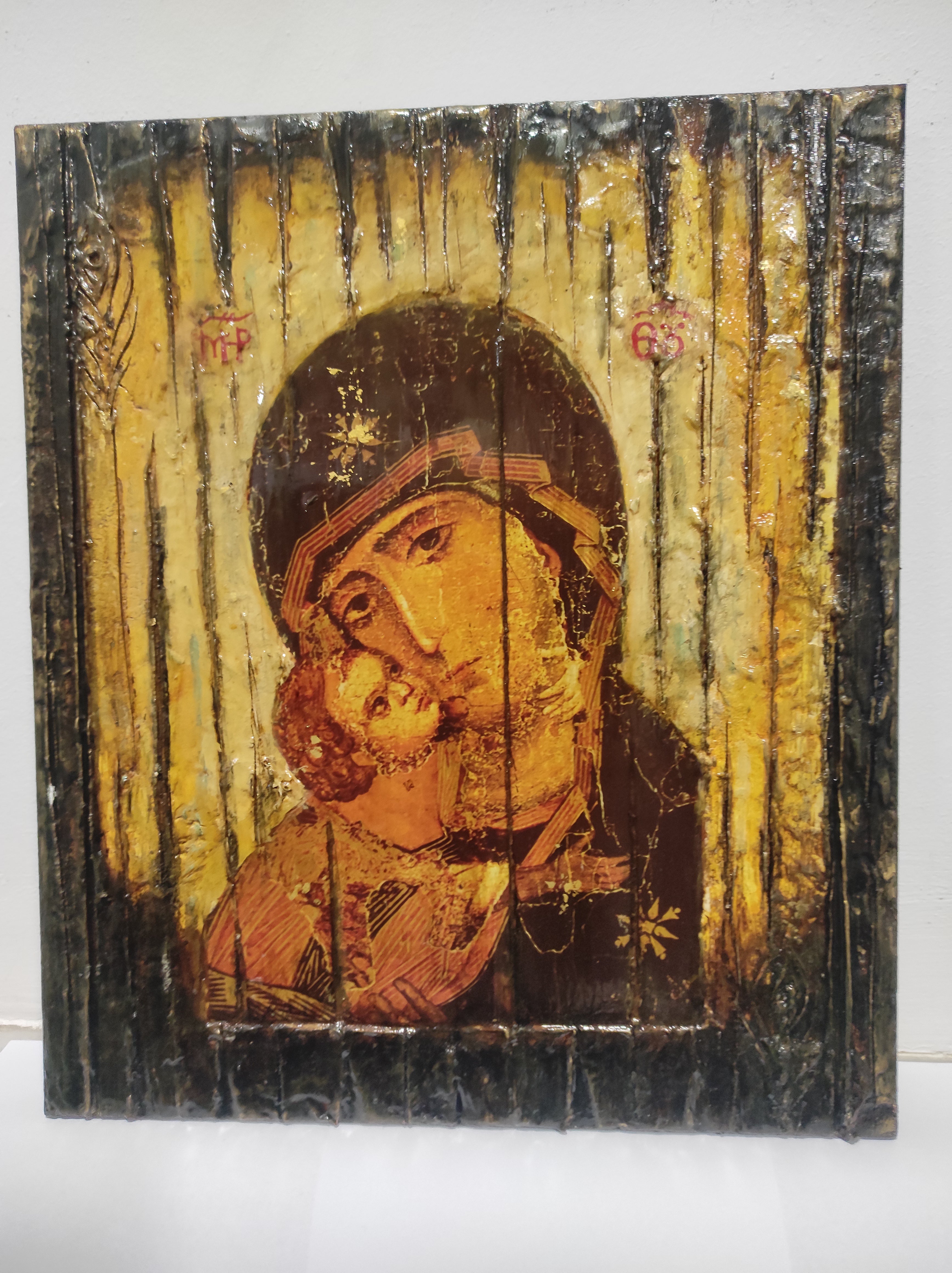 Holy Virgin Mary with Jesus Christ Icon-Panagia Greek Byzantine Icons