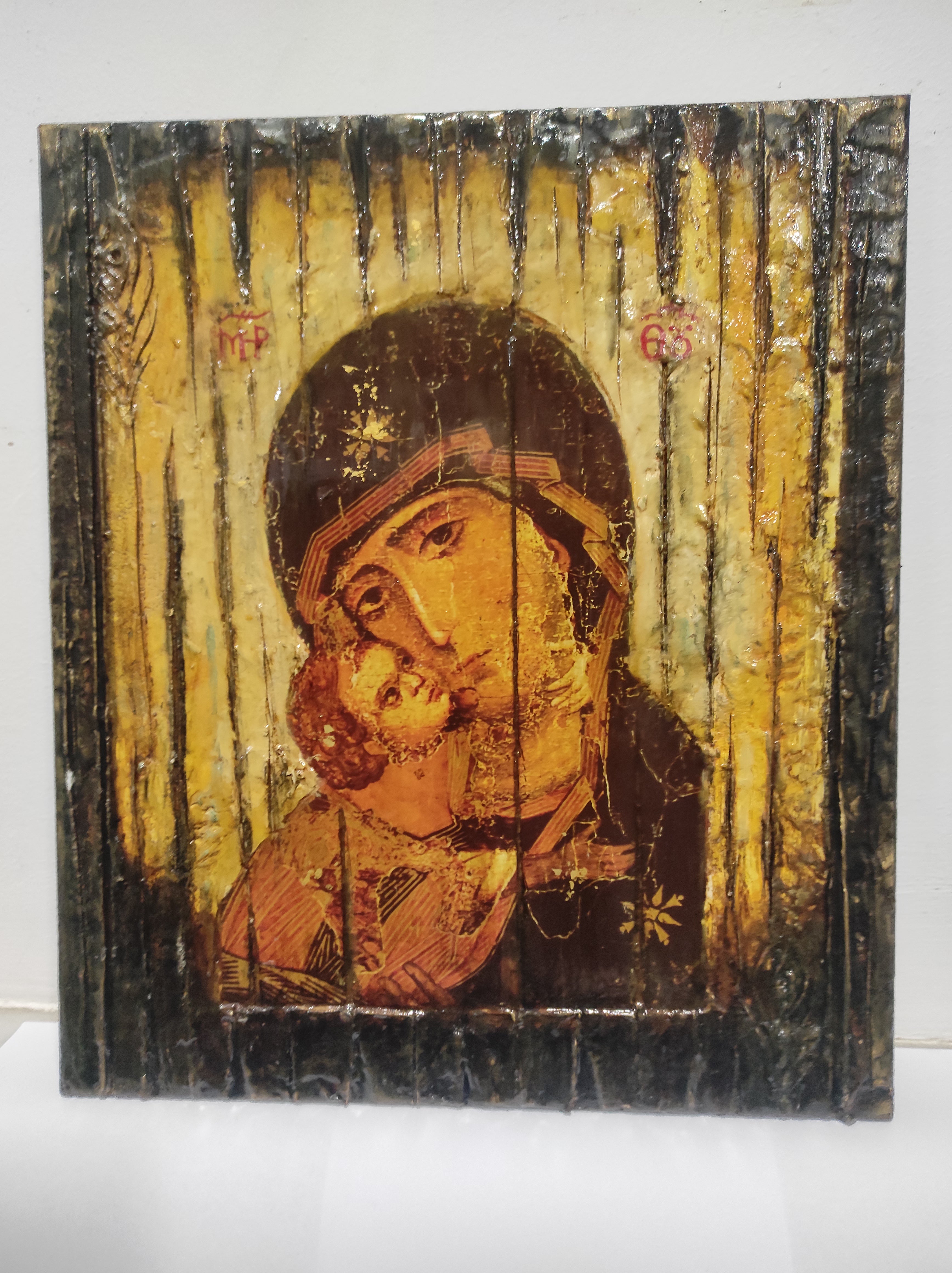 Holy Virgin Mary with Jesus Christ Icon-Panagia Greek Byzantine Icons