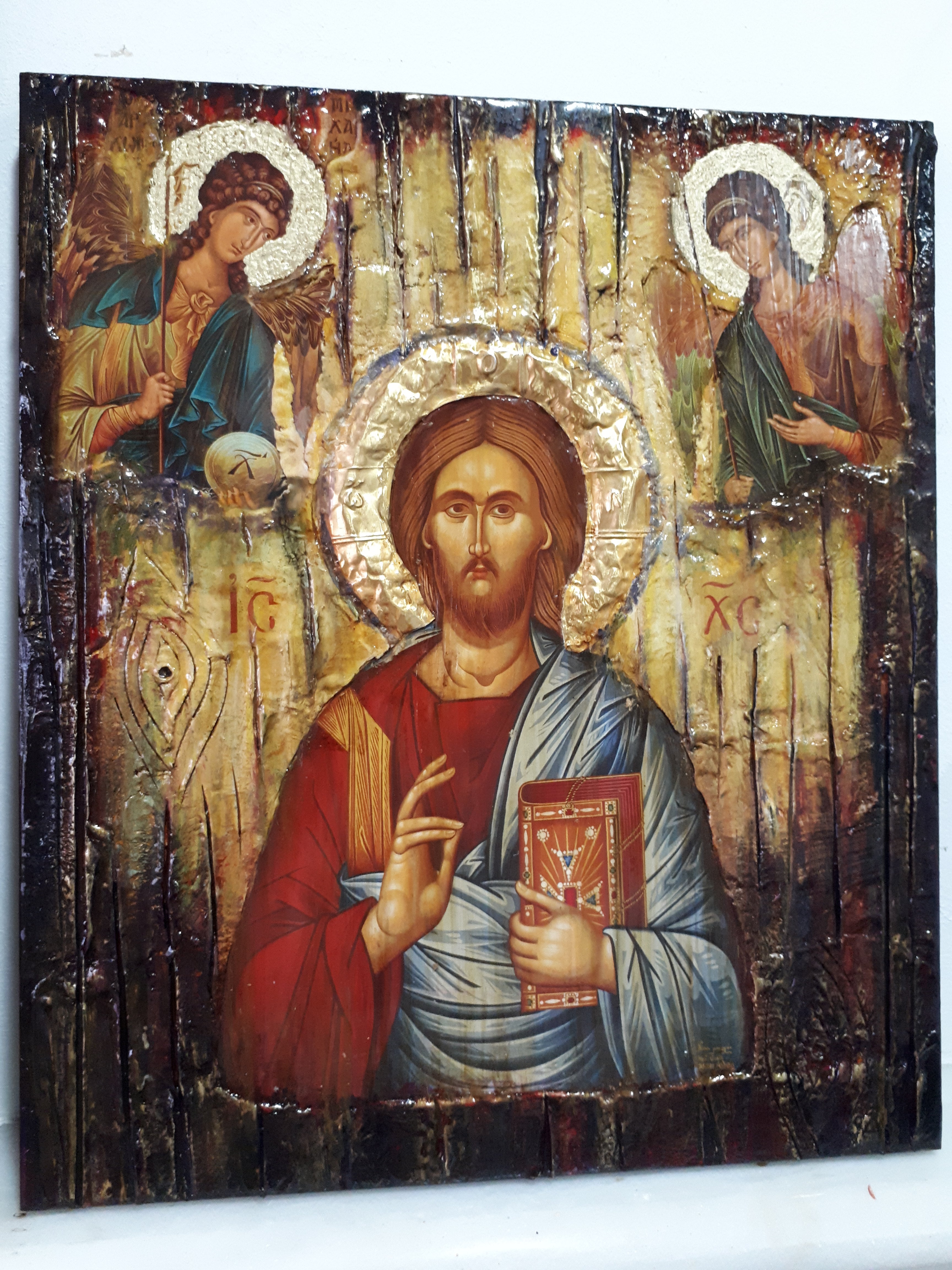 Jesus Christ PANTOCRATOR PANTOKRATOR Icon with Angels Michael Gabriel-Greek Icons - Vanas Collection