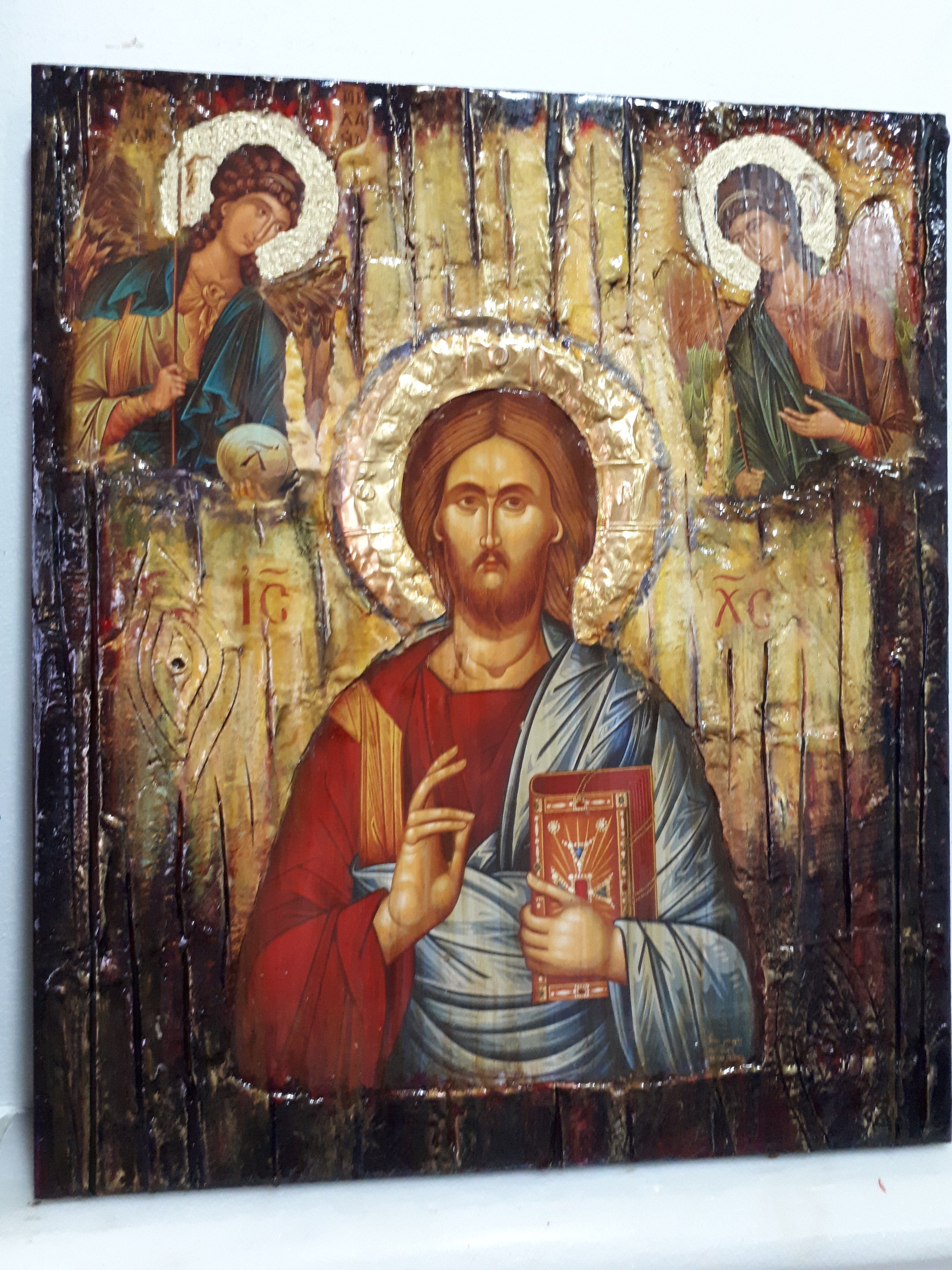 Jesus Christ PANTOCRATOR PANTOKRATOR Icon with Angels Michael Gabriel-Greek Icons - Vanas Collection