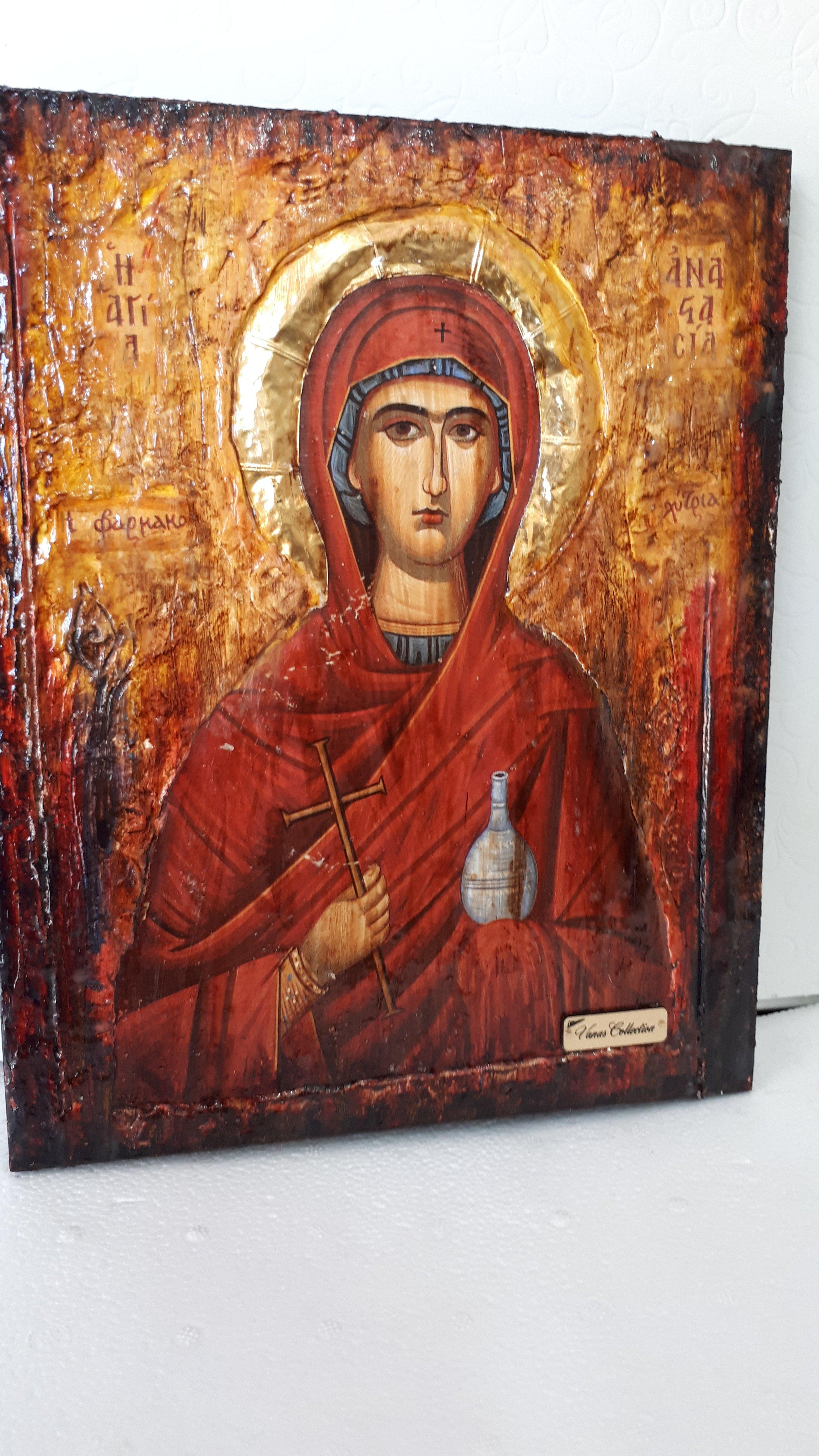 Saint St. Anastasia Farmakolytria Icon-Greek Russian Orthodox Antique Style Icon - Vanas Collection