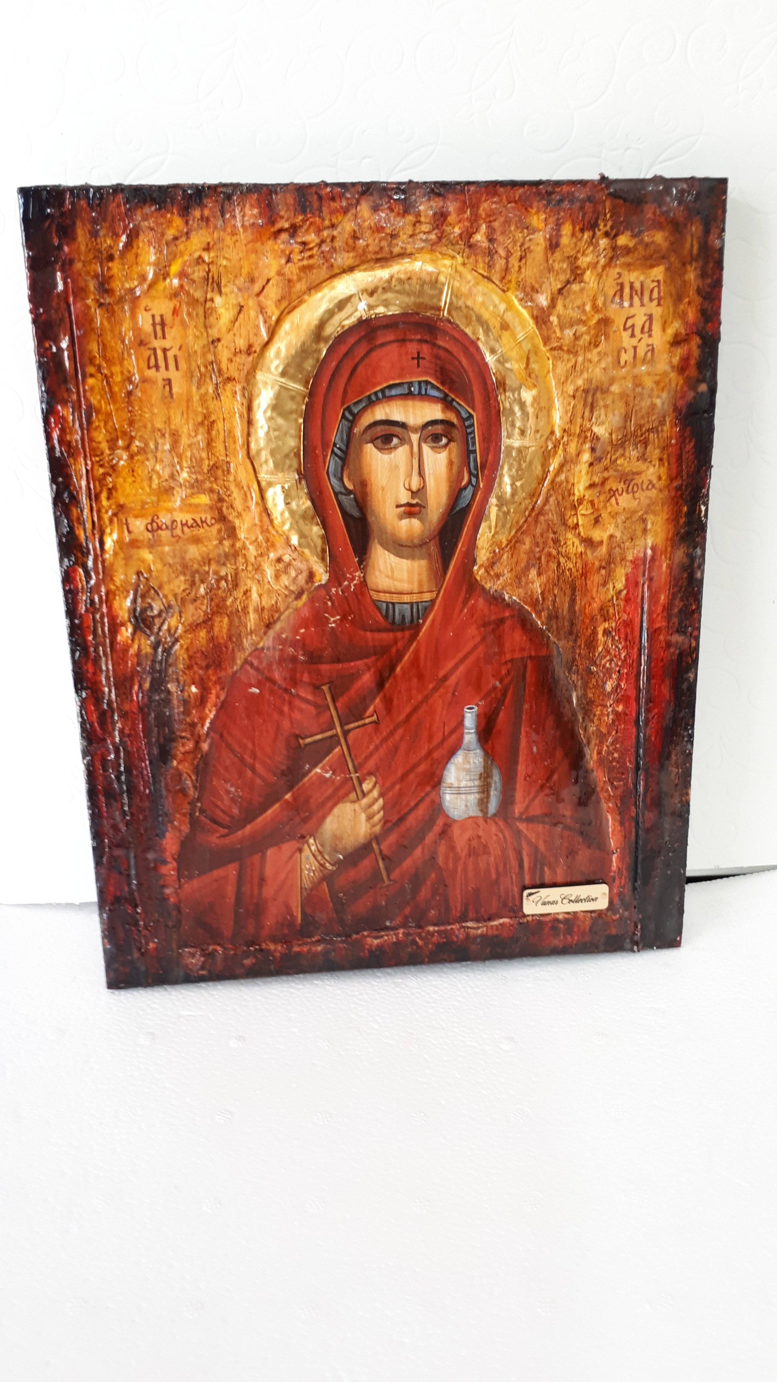 Saint St. Anastasia Farmakolytria Icon-Greek Russian Orthodox Antique Style Icon - Vanas Collection