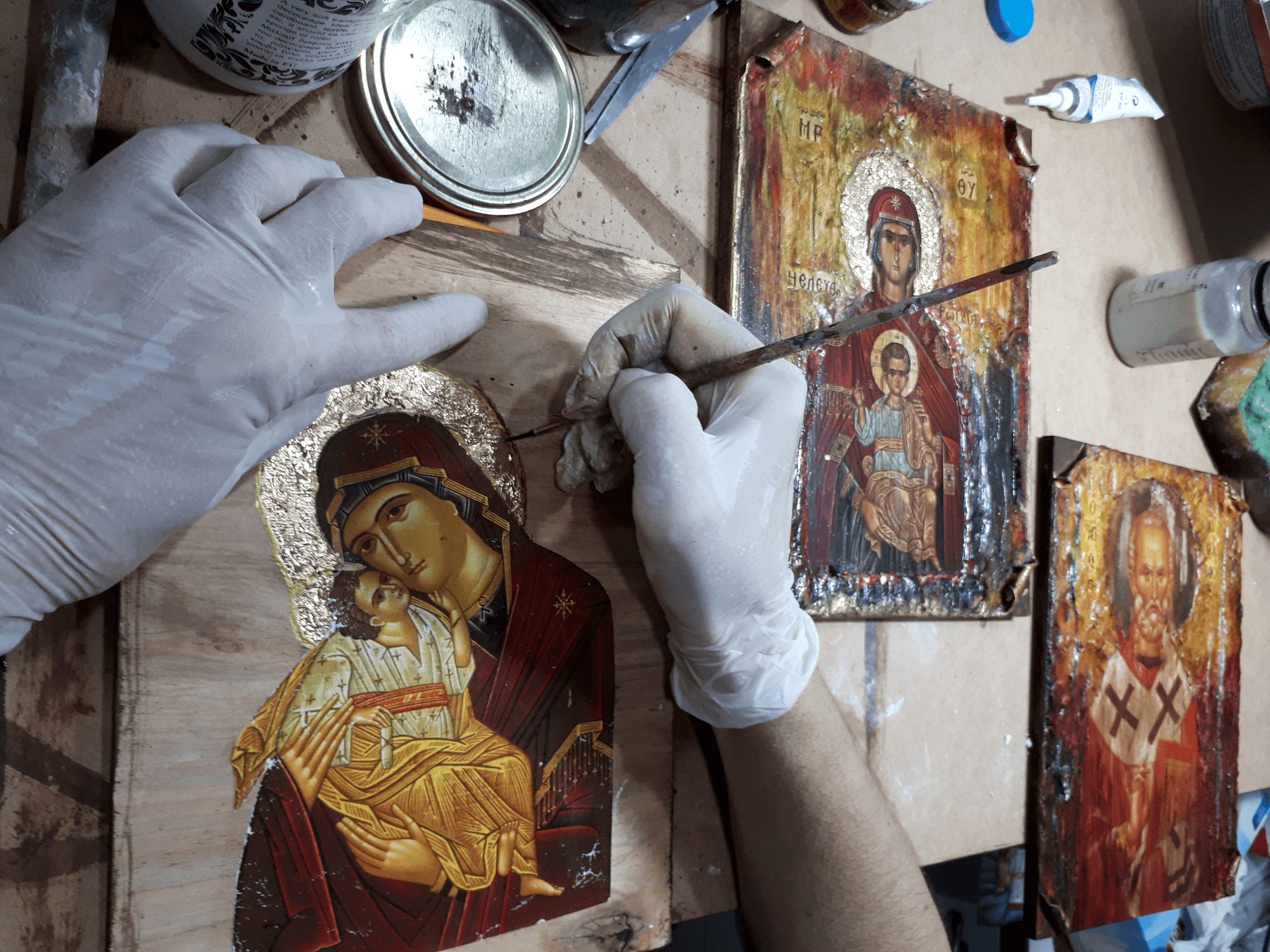 Virgin Mary Vrefokratousa Icon - Orthodox Byzantine Religious Icon Antique Style - Vanas Collection