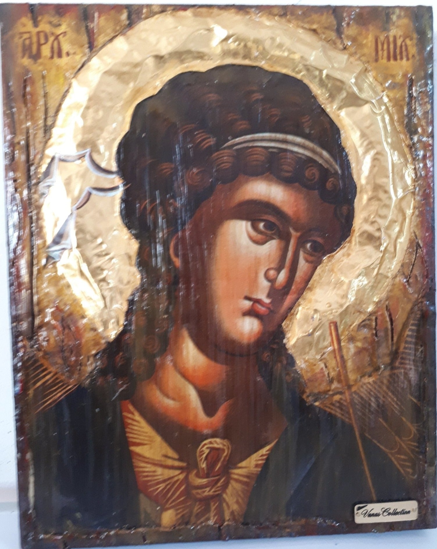 Archangel Michael handmade Greek Christian Orthodox Byzantine Golden Halo Icon - Vanas Collection