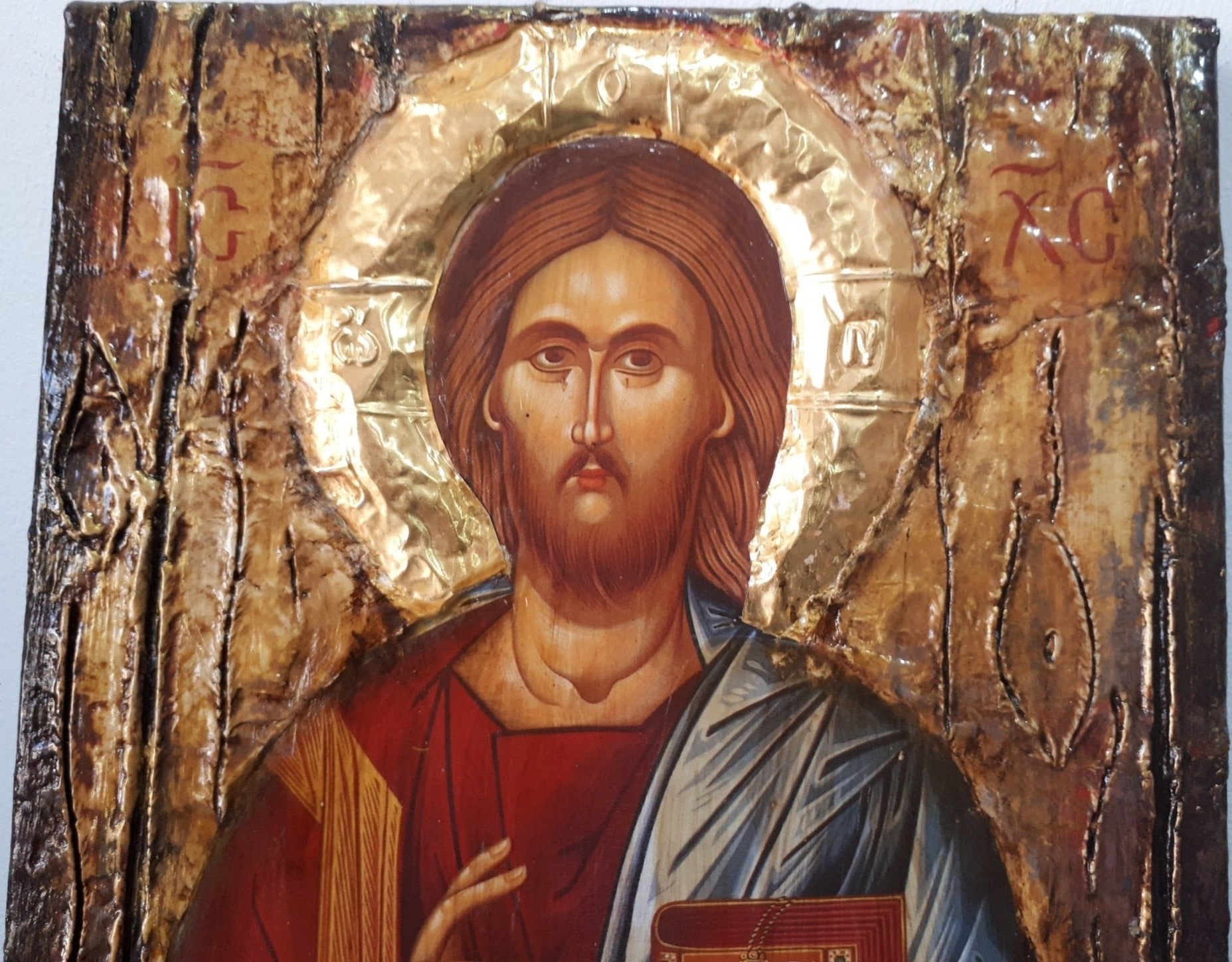 Handmade Jesus Christ Pantocrator - Christianity Orthodox Byzantine Greek Icons - Vanas Collection