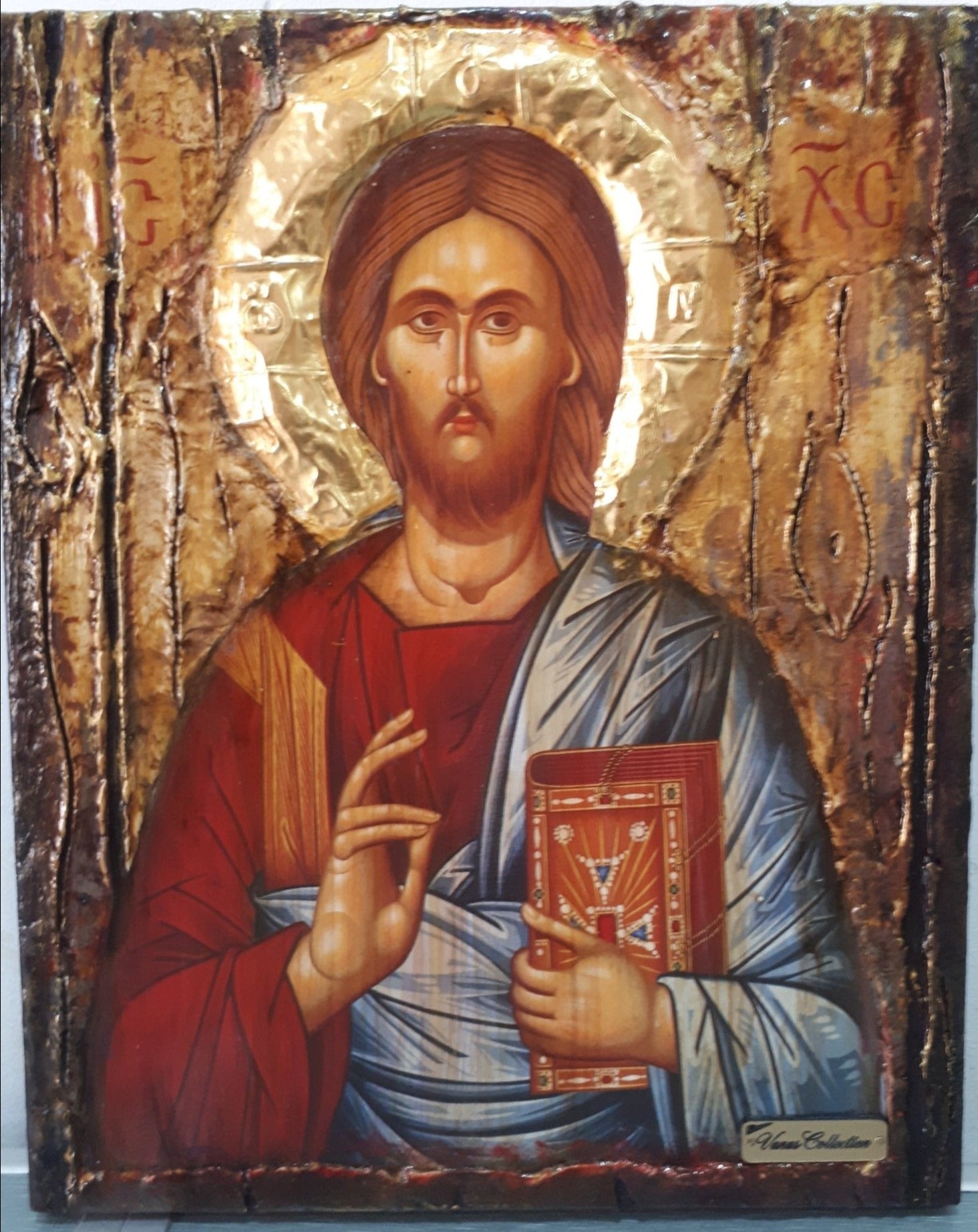 Handmade Jesus Christ Pantocrator - Christianity Orthodox Byzantine Greek Icons - Vanas Collection