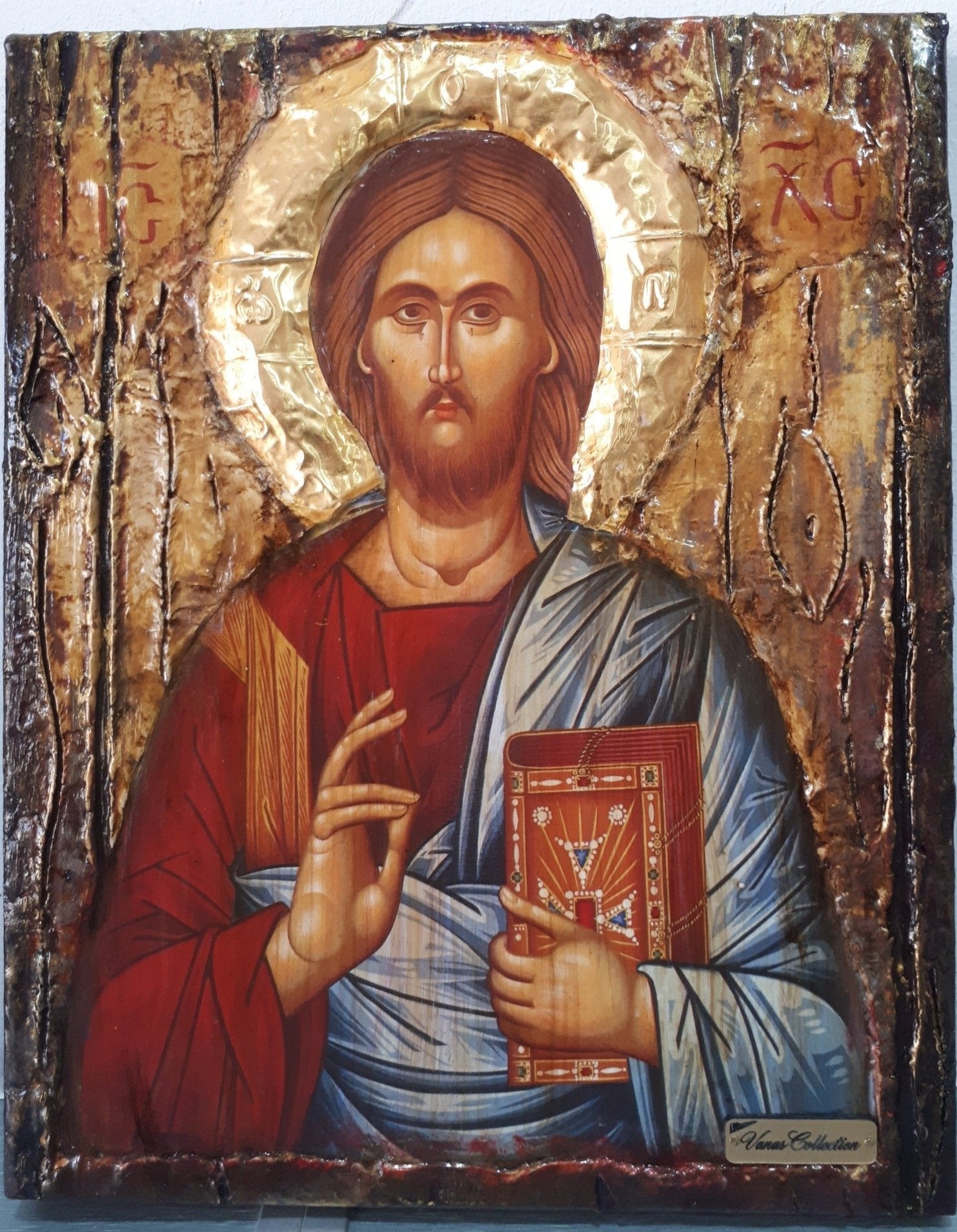 Handmade Jesus Christ Pantocrator - Christianity Orthodox Byzantine Greek Icons - Vanas Collection