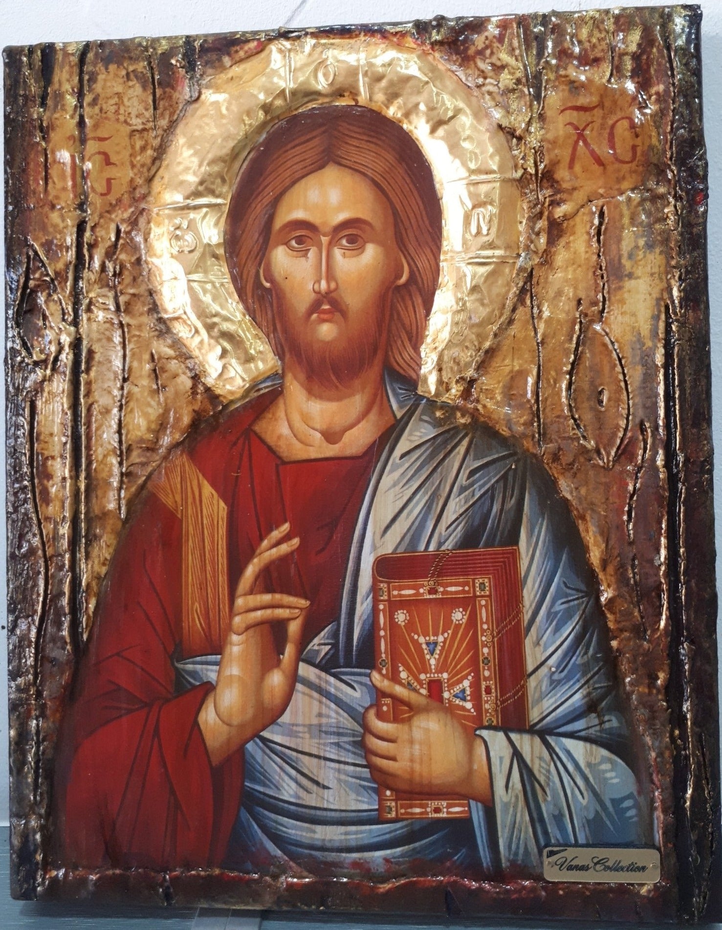 Handmade Jesus Christ Pantocrator - Christianity Orthodox Byzantine Greek Icons - Vanas Collection