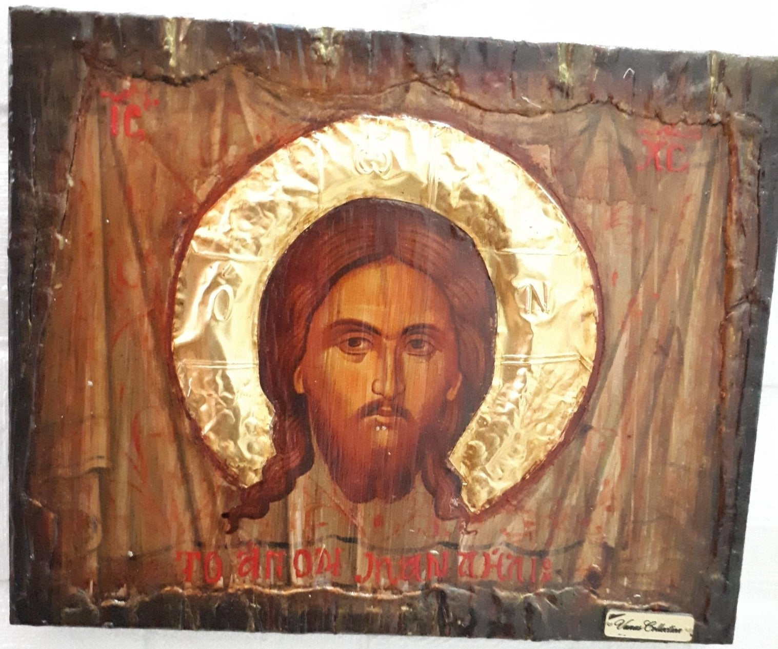 Jesus Christ Face on The Holy Scarf Mandilion-Orthodox Byzantine Handmade Icons - Vanas Collection