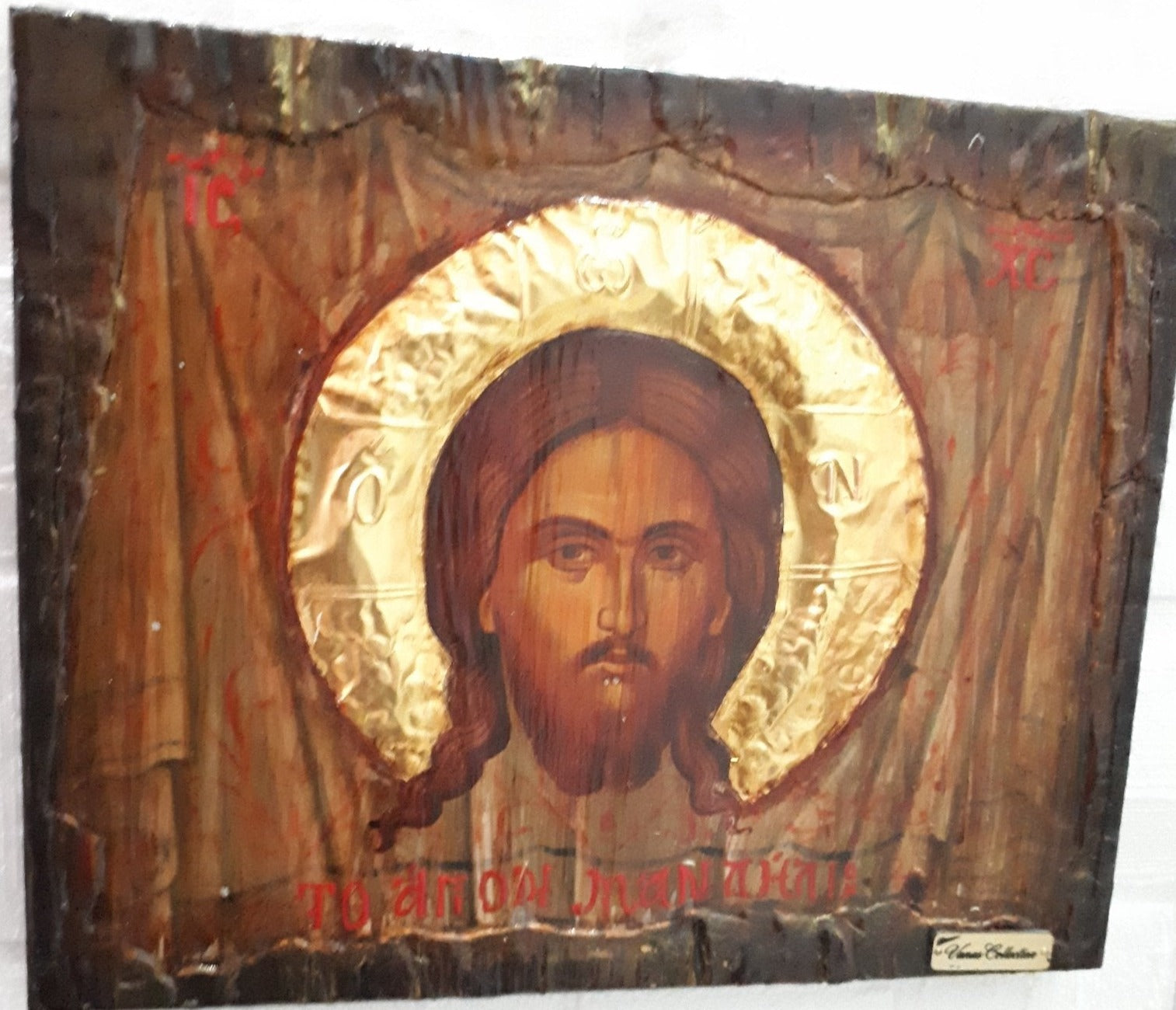 Jesus Christ Face on The Holy Scarf Mandilion-Orthodox Byzantine Handmade Icons - Vanas Collection