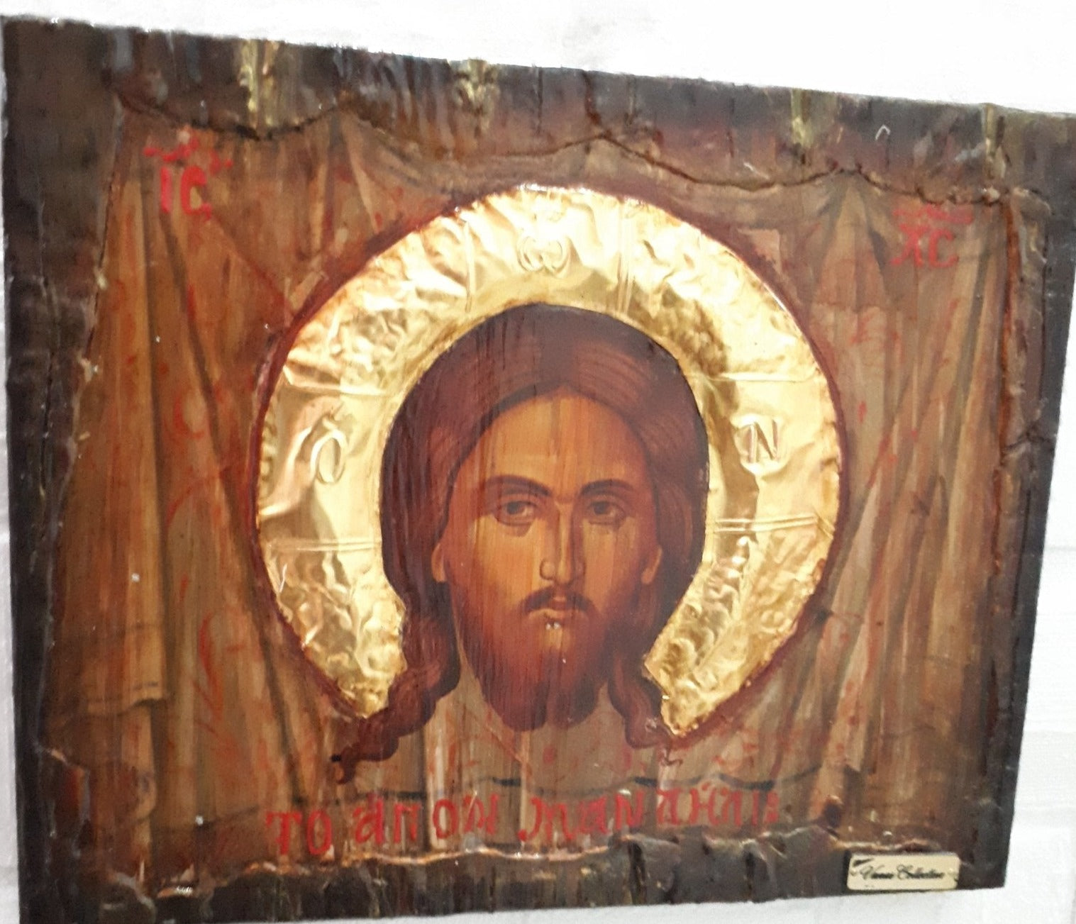 Jesus Christ Face on The Holy Scarf Mandilion-Orthodox Byzantine Handmade Icons - Vanas Collection