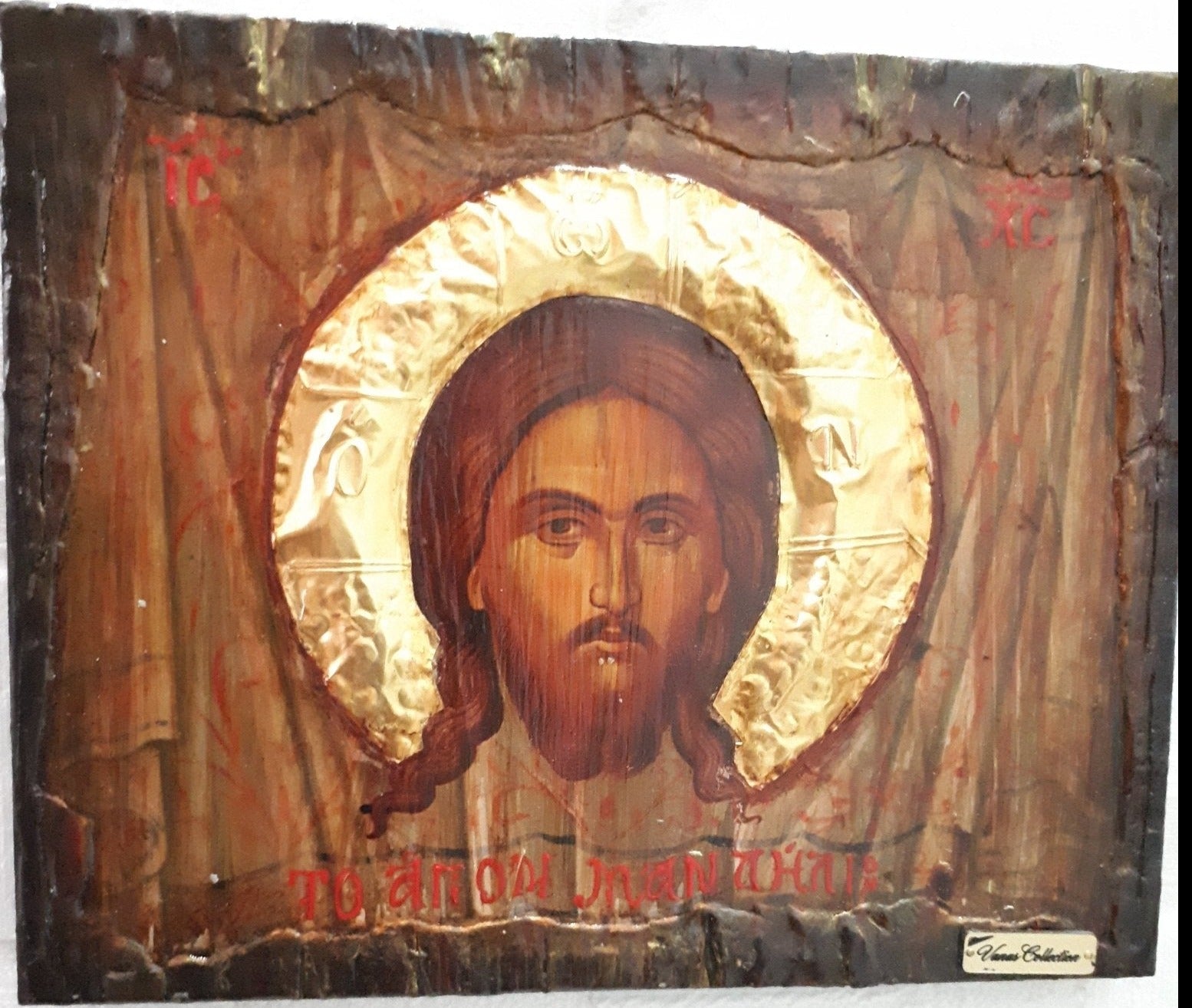 Jesus Christ Face on The Holy Scarf Mandilion-Orthodox Byzantine Handmade Icons - Vanas Collection