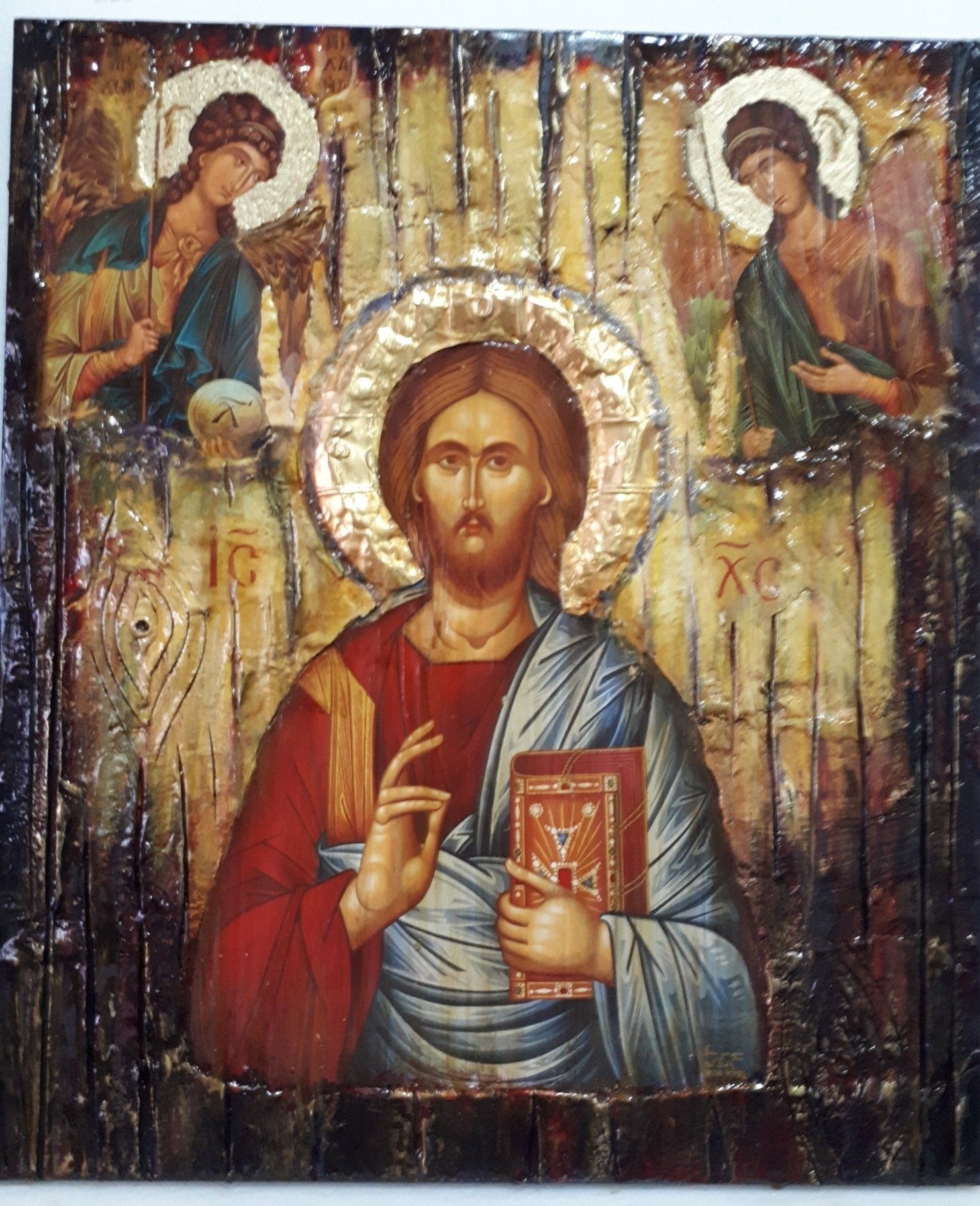 Jesus Christ PANTOCRATOR PANTOKRATOR Icon with Angels Michael Gabriel-Greek Icons - Vanas Collection