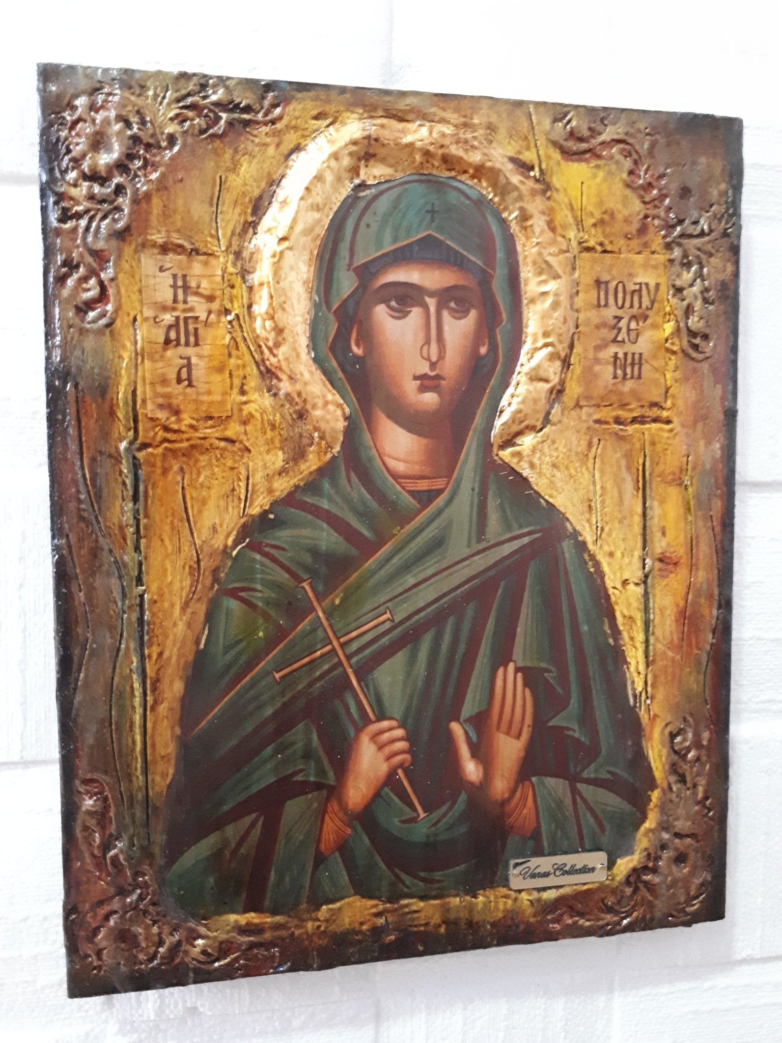 Saint Polyxeni Icone Ikona Ikon-Rare Byzantine Greek Orthodox Antique Style Icon - Vanas Collection