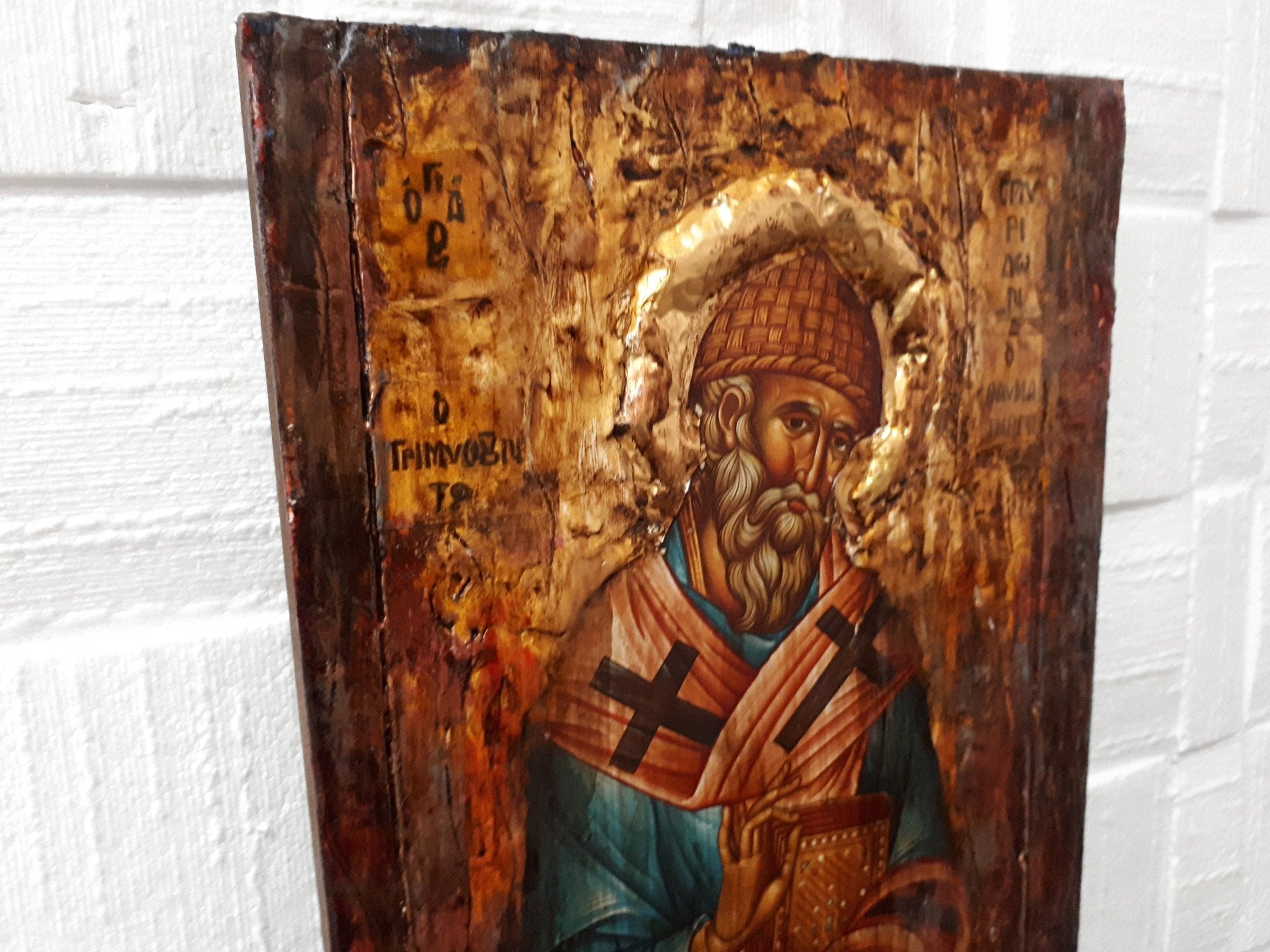 Saint Spyridon the Wonderworker, bishop of Trimithus-Greek Orthodox Russian Icon - Vanas Collection