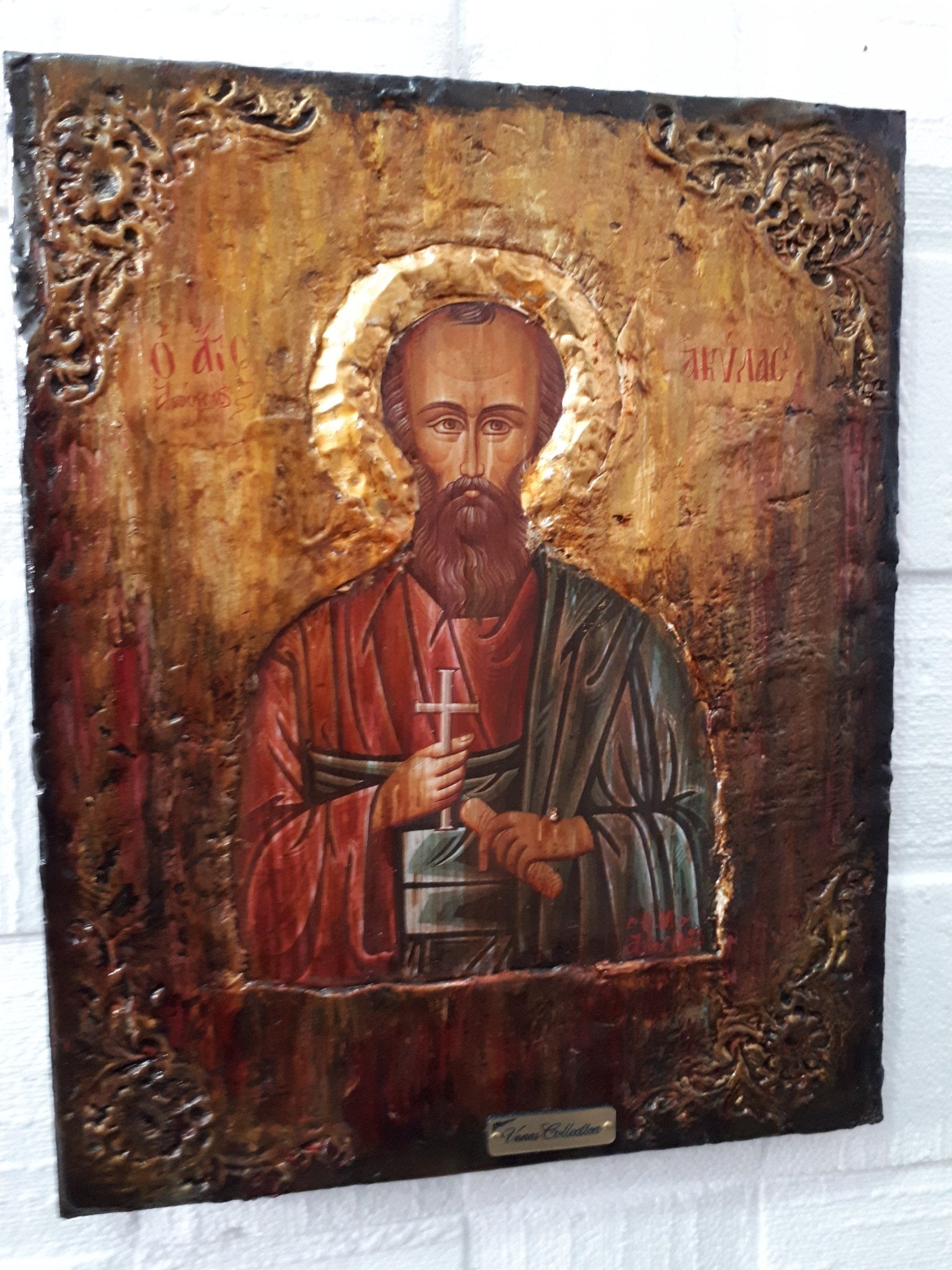 Saint St. Acylas Apostle Icon-Orthodox Greek Byzantine Wood Antique Style Icons - Vanas Collection