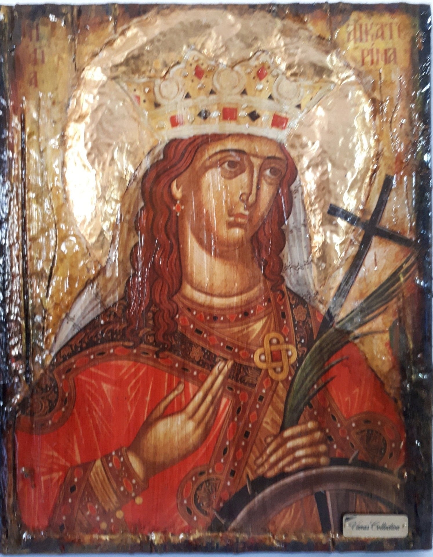 Saint St Aikaterini Catherine Icon-Greek Orthodox Byzantine Handmade Icons - Vanas Collection