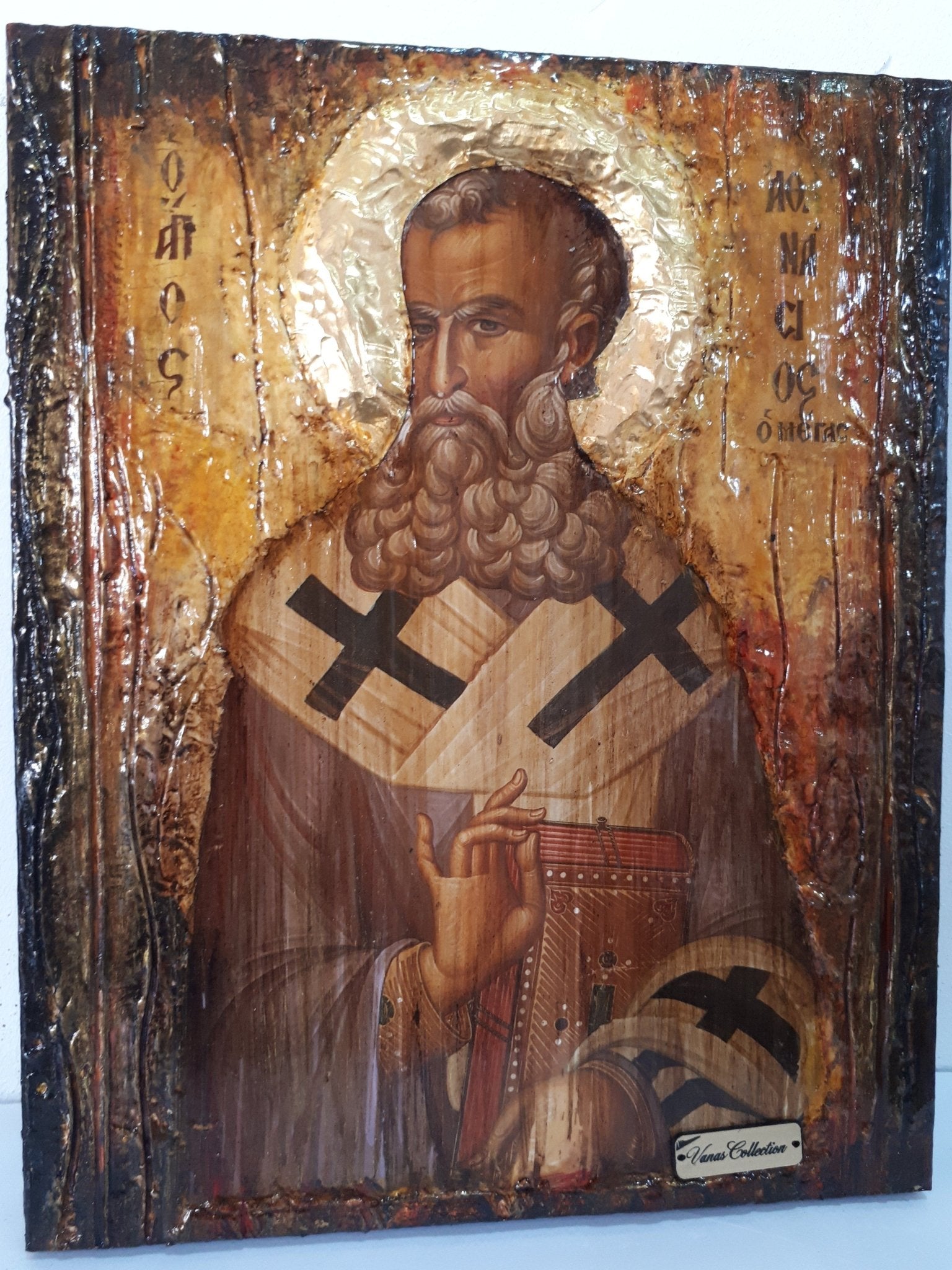 Saint St. Athanasious Athanasios Icon, Greek Byzantine Christian Icons on Wood - Vanas Collection