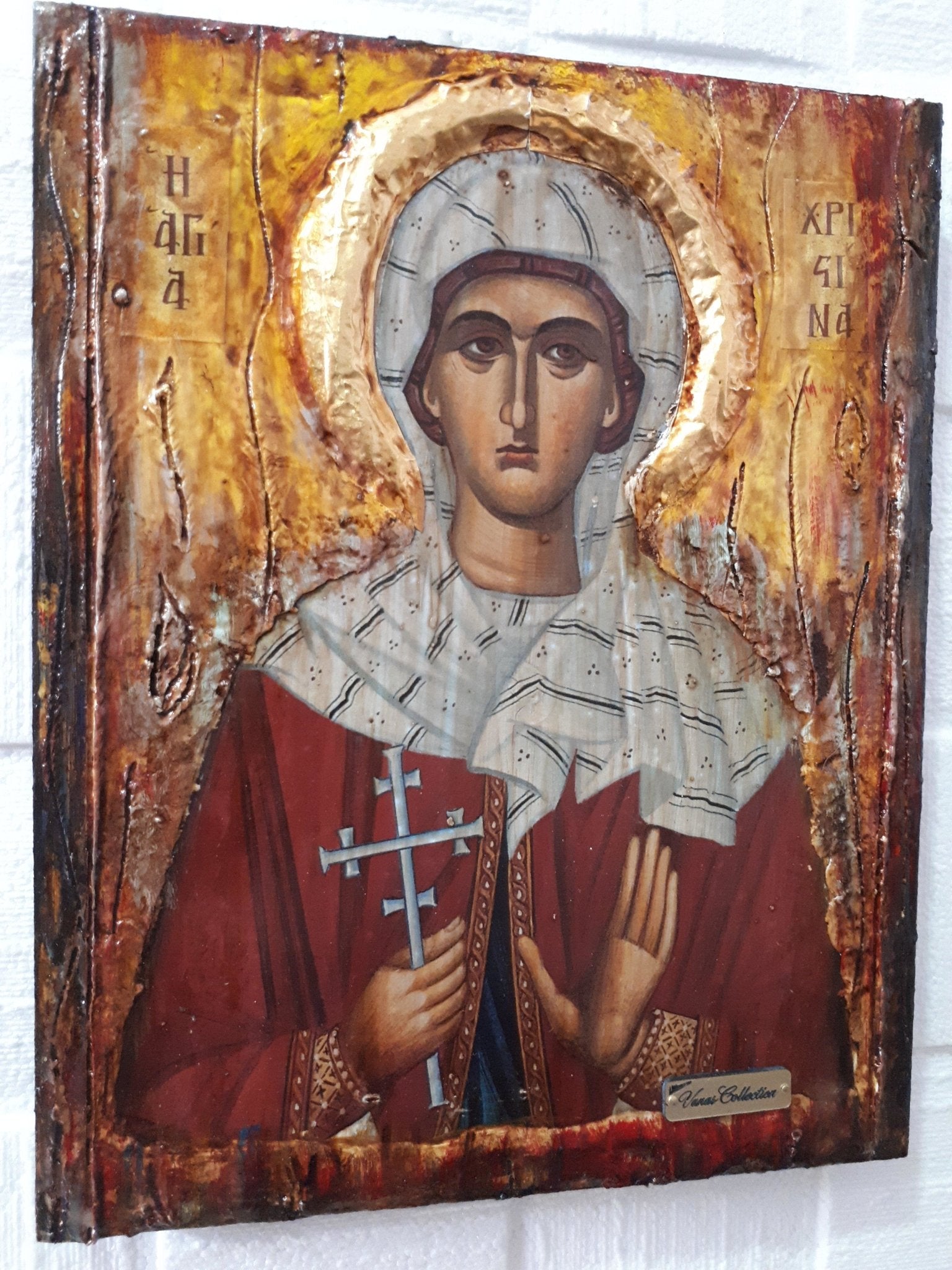 Saint St. Christina the Martyr-Greek Russian Orthodox Byzantine Antique Icons - Vanas Collection