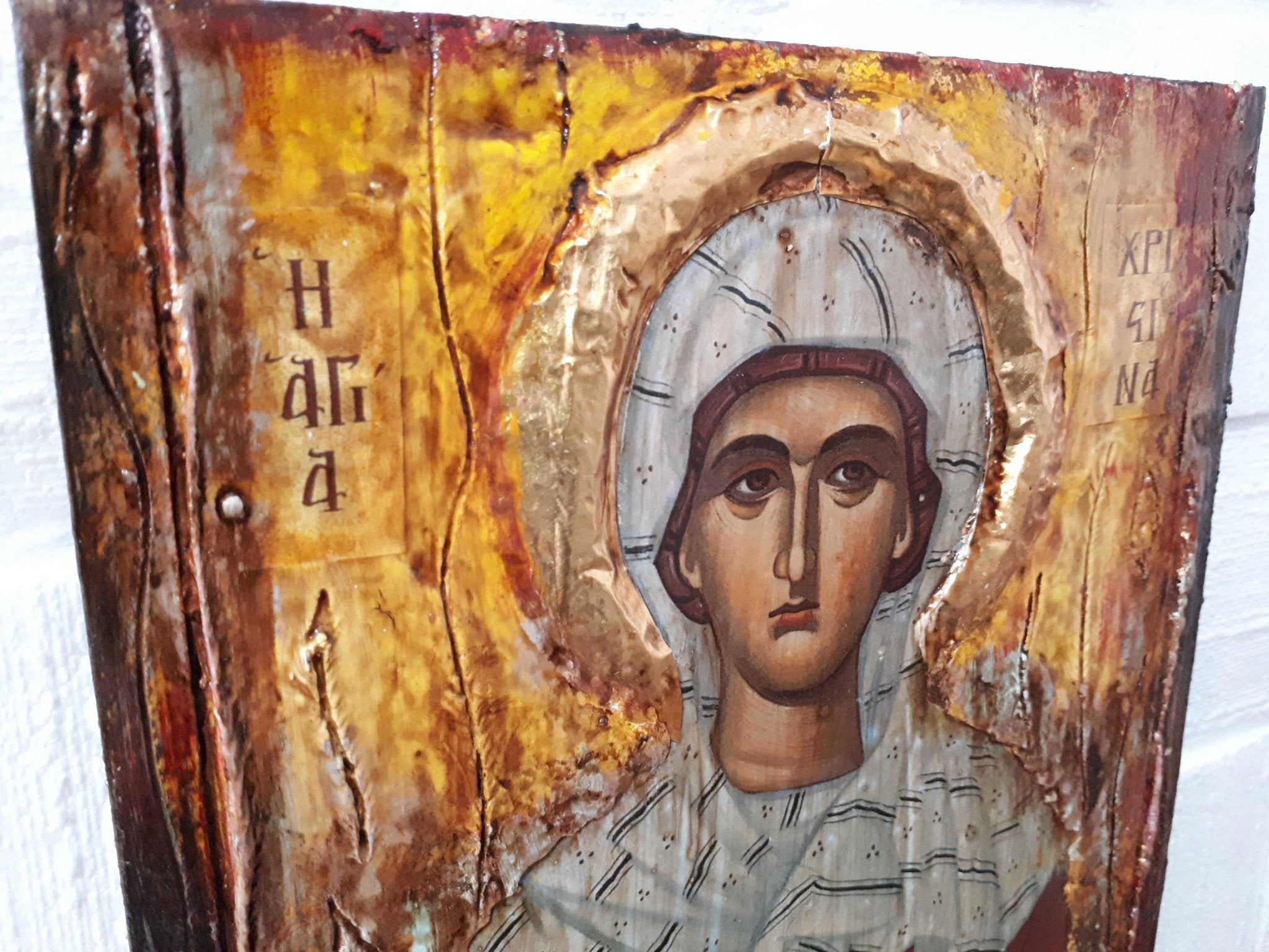 Saint St. Christina the Martyr-Greek Russian Orthodox Byzantine Antique Icons - Vanas Collection