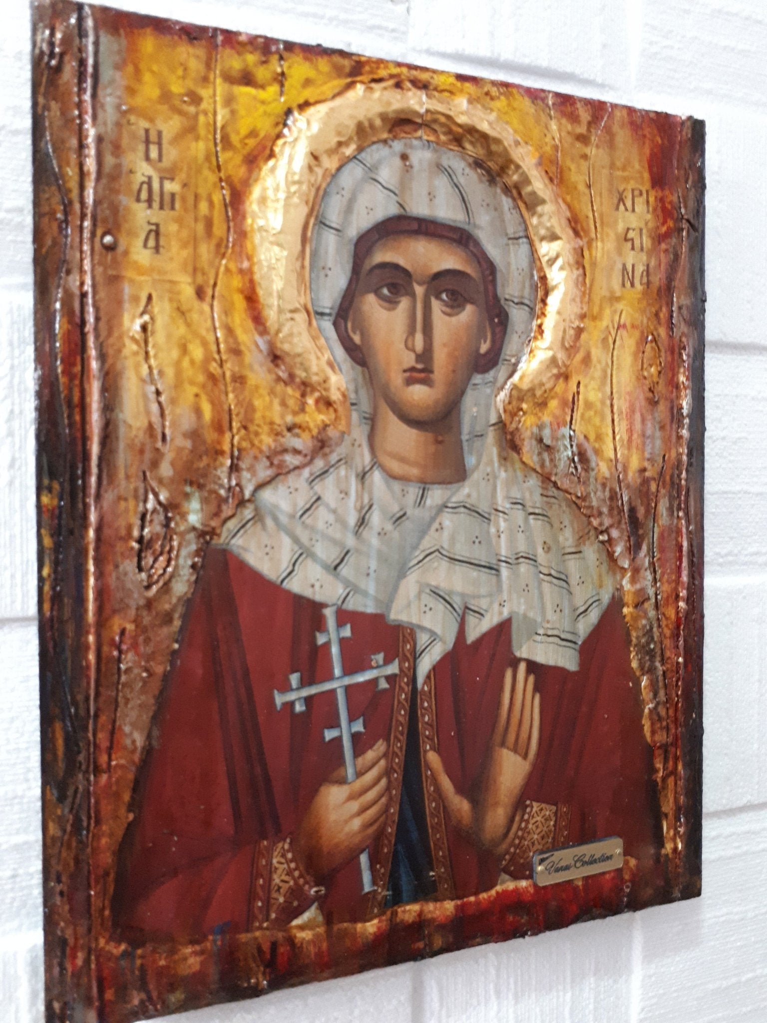 Saint St. Christina the Martyr-Greek Russian Orthodox Byzantine Antique Icons - Vanas Collection