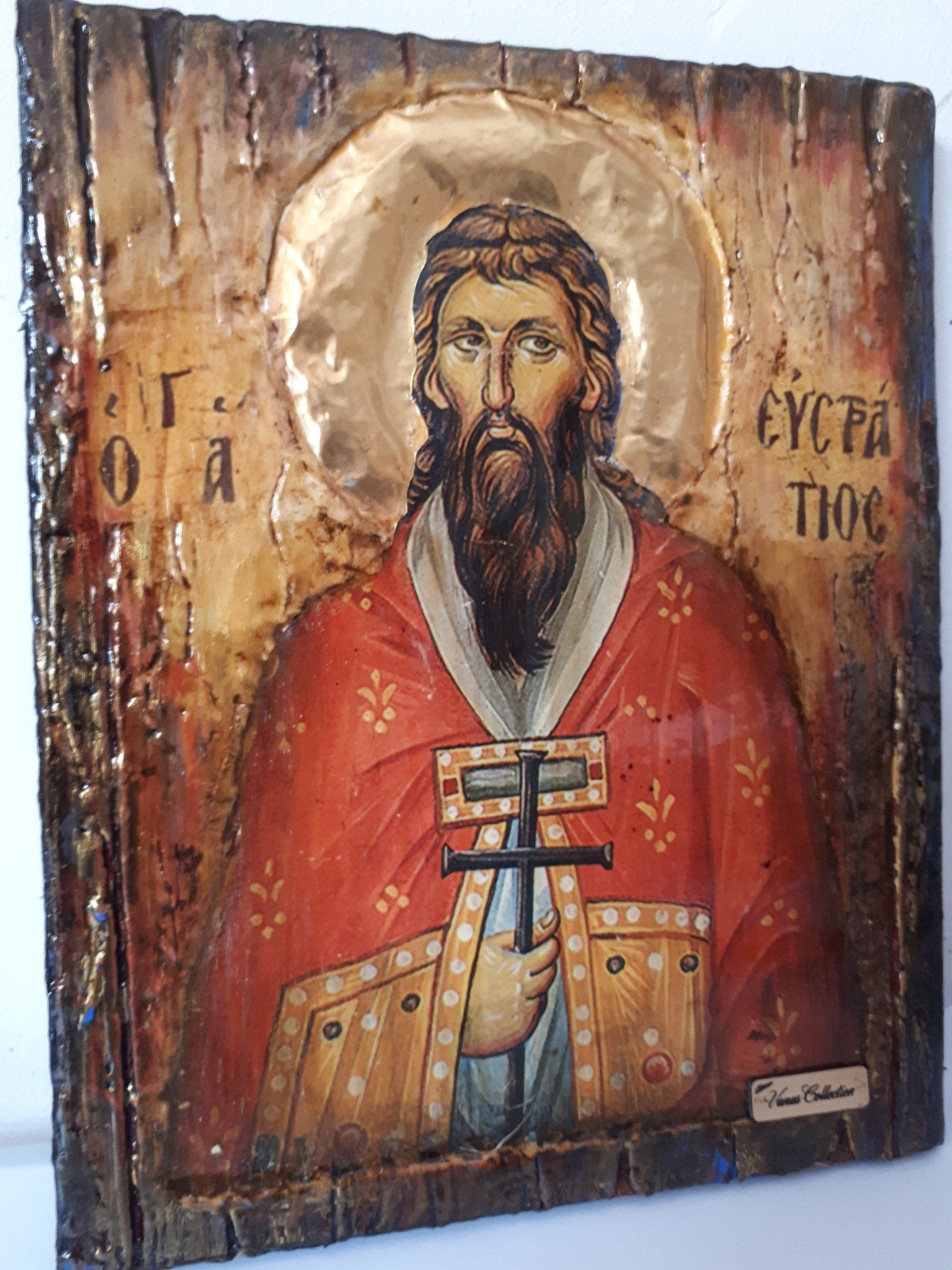 Saint St. Efstratios Greek Icon-Orthodox Russian Byzantine Christian Icons - Vanas Collection