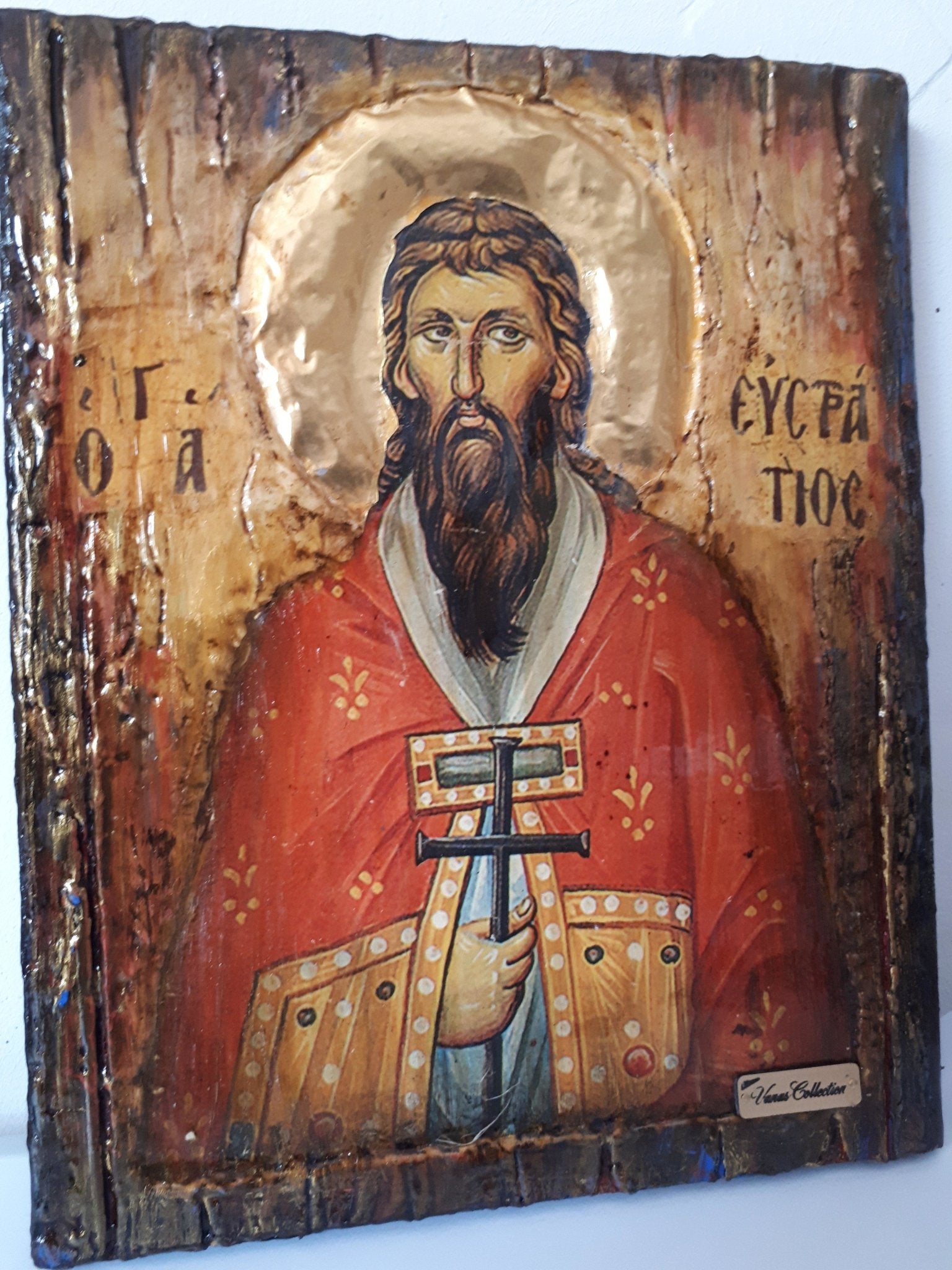 Saint St. Efstratios Greek Icon-Orthodox Russian Byzantine Christian Icons - Vanas Collection