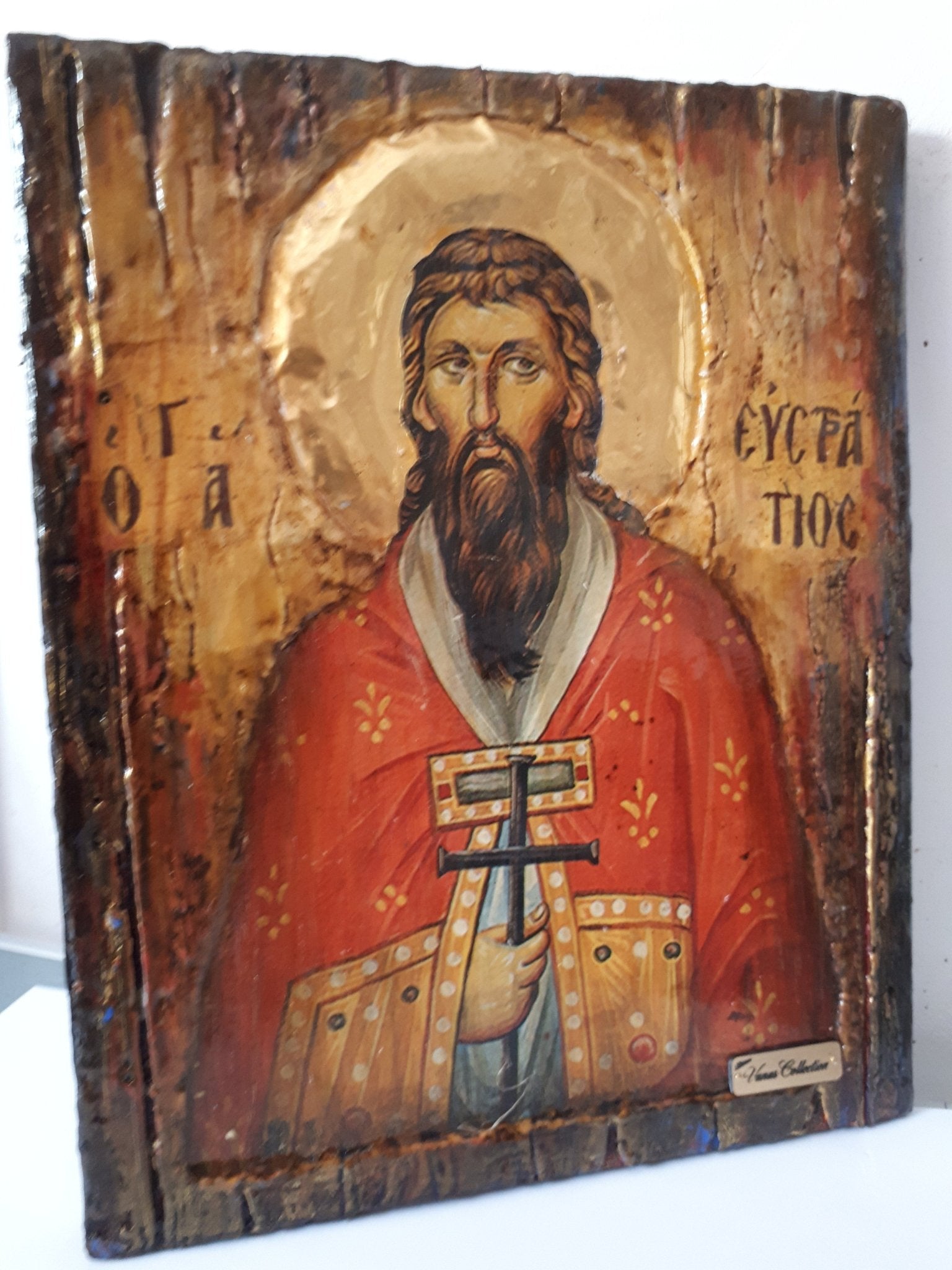 Saint St. Efstratios Greek Icon-Orthodox Russian Byzantine Christian Icons - Vanas Collection