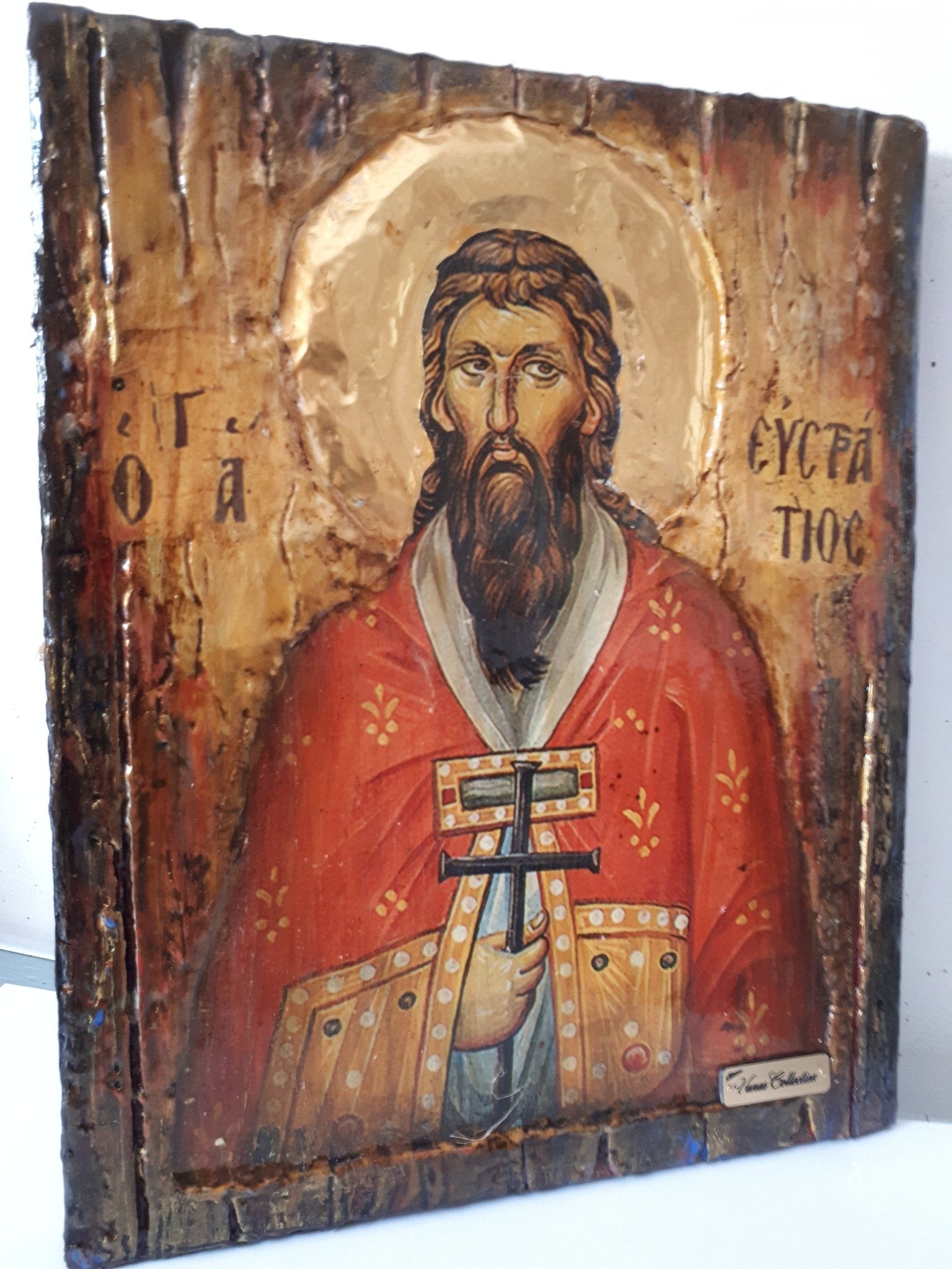 Saint St. Efstratios Greek Icon-Orthodox Russian Byzantine Christian Icons - Vanas Collection