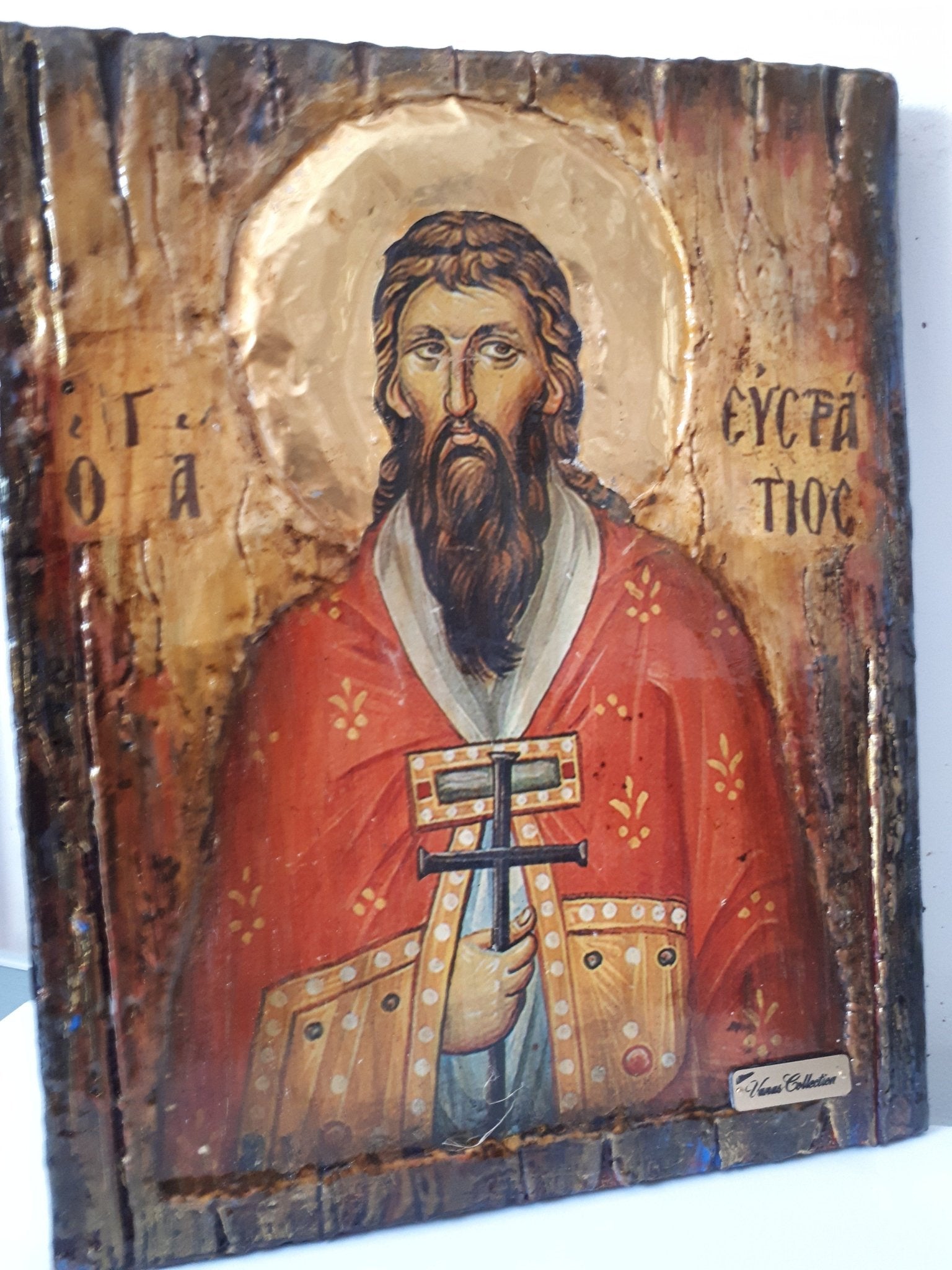 Saint St. Efstratios Greek Icon-Orthodox Russian Byzantine Christian Icons - Vanas Collection