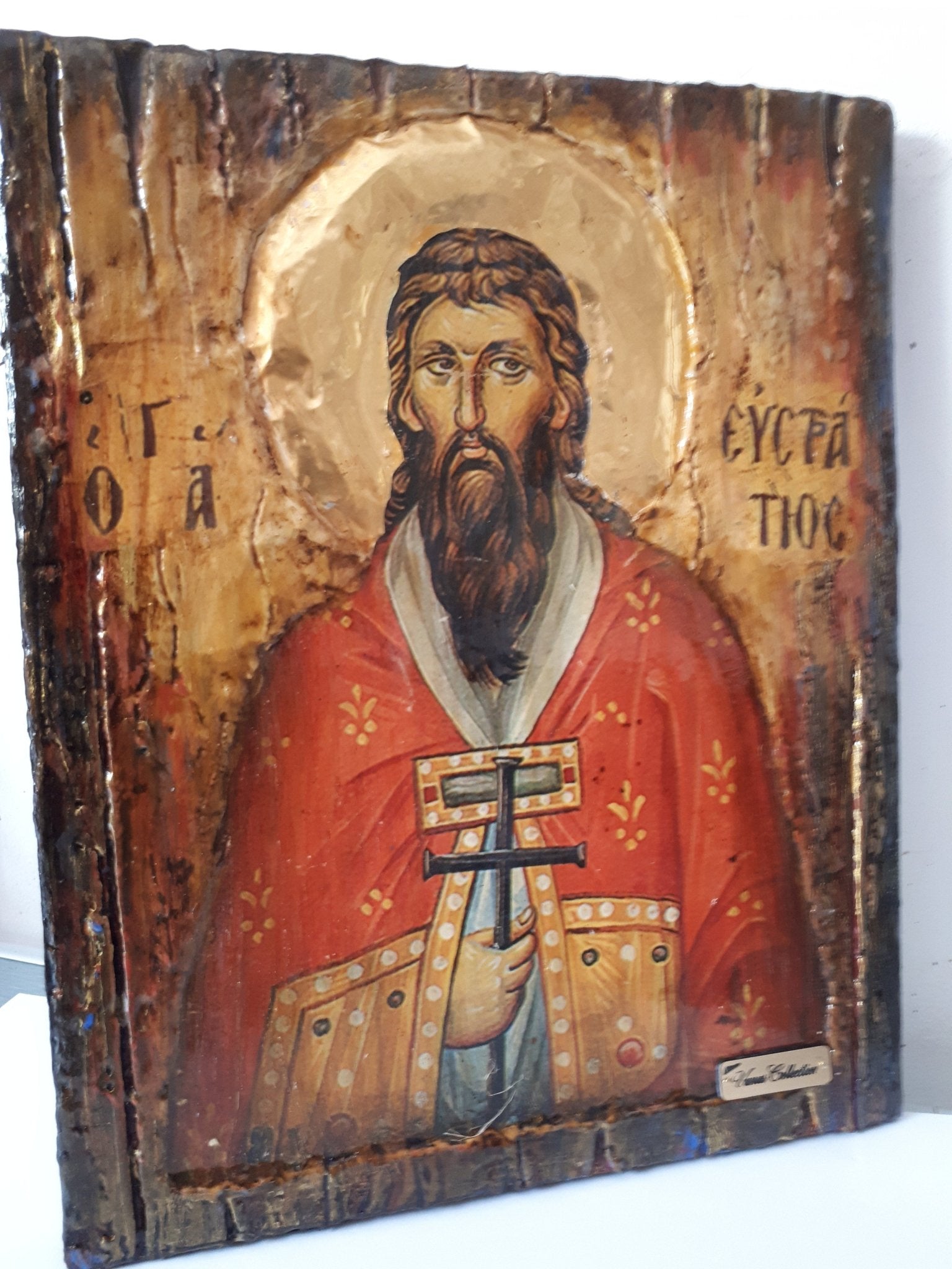 Saint St. Efstratios Greek Icon-Orthodox Russian Byzantine Christian Icons - Vanas Collection