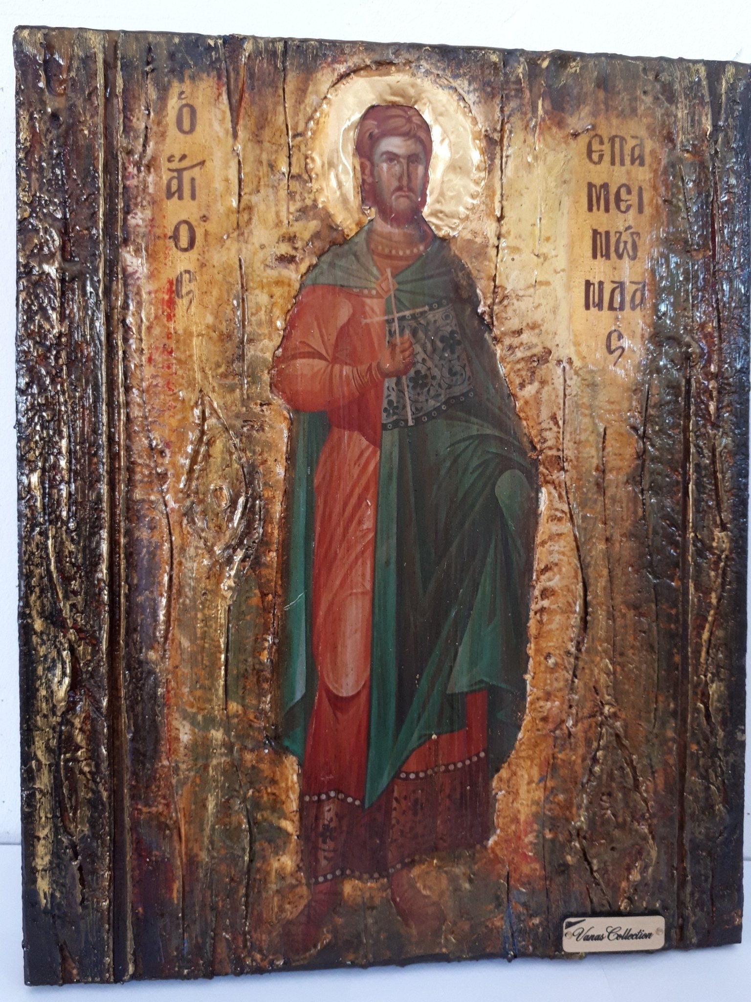 Saint St Epaminondas Epaminontas Icon-Greek Byzantine Antique Style Icons - Vanas Collection