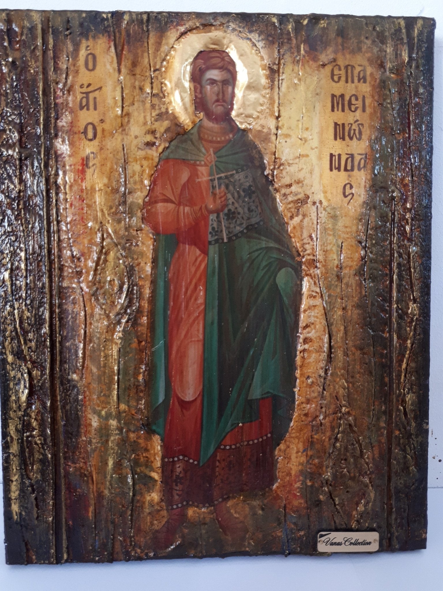 Saint St Epaminondas Epaminontas Icon-Greek Byzantine Antique Style Icons - Vanas Collection