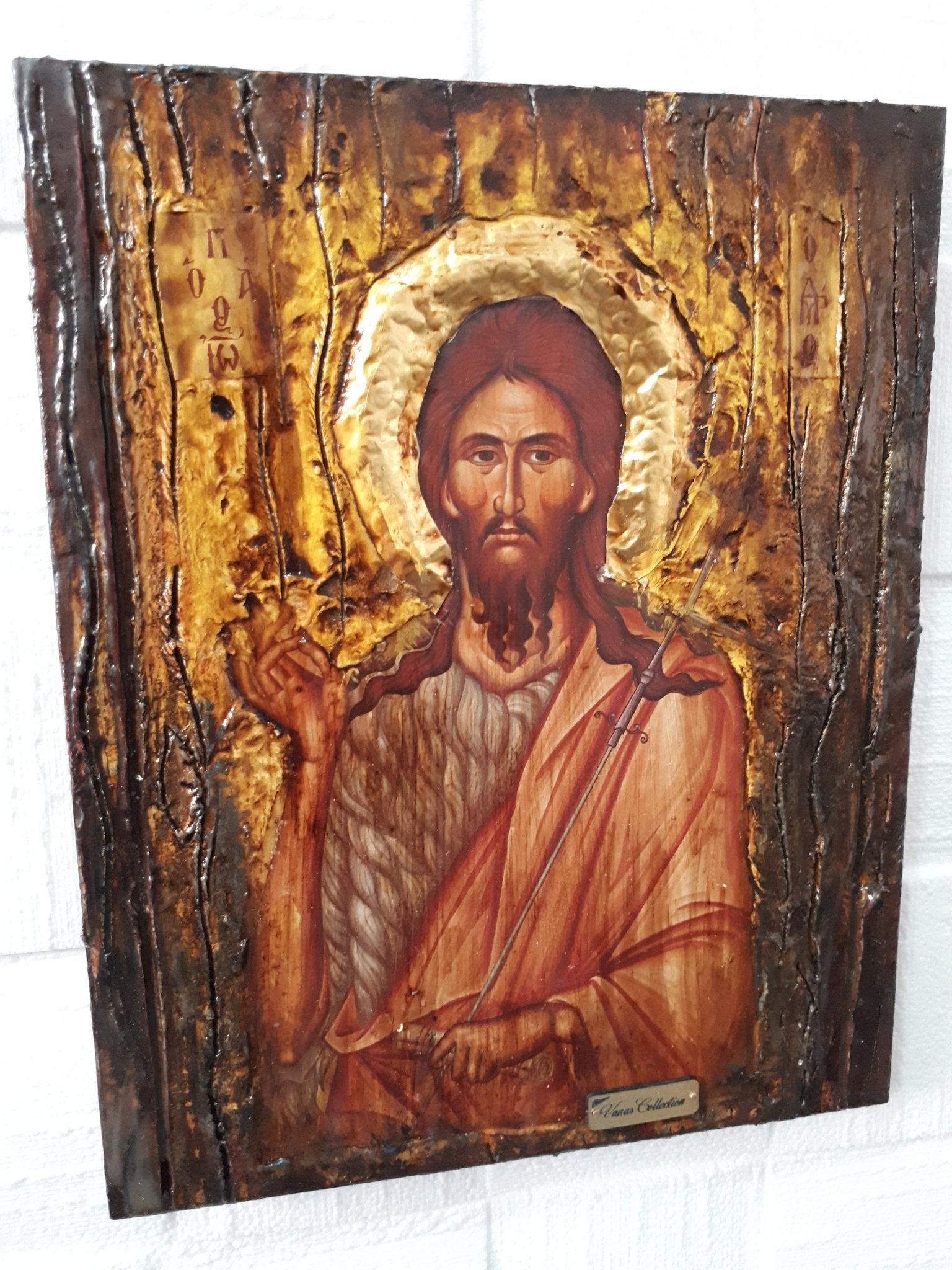 Saint St. Ioannis John Prodromos Icon - Wooden Greek Christian Orthodox Icons - Vanas Collection