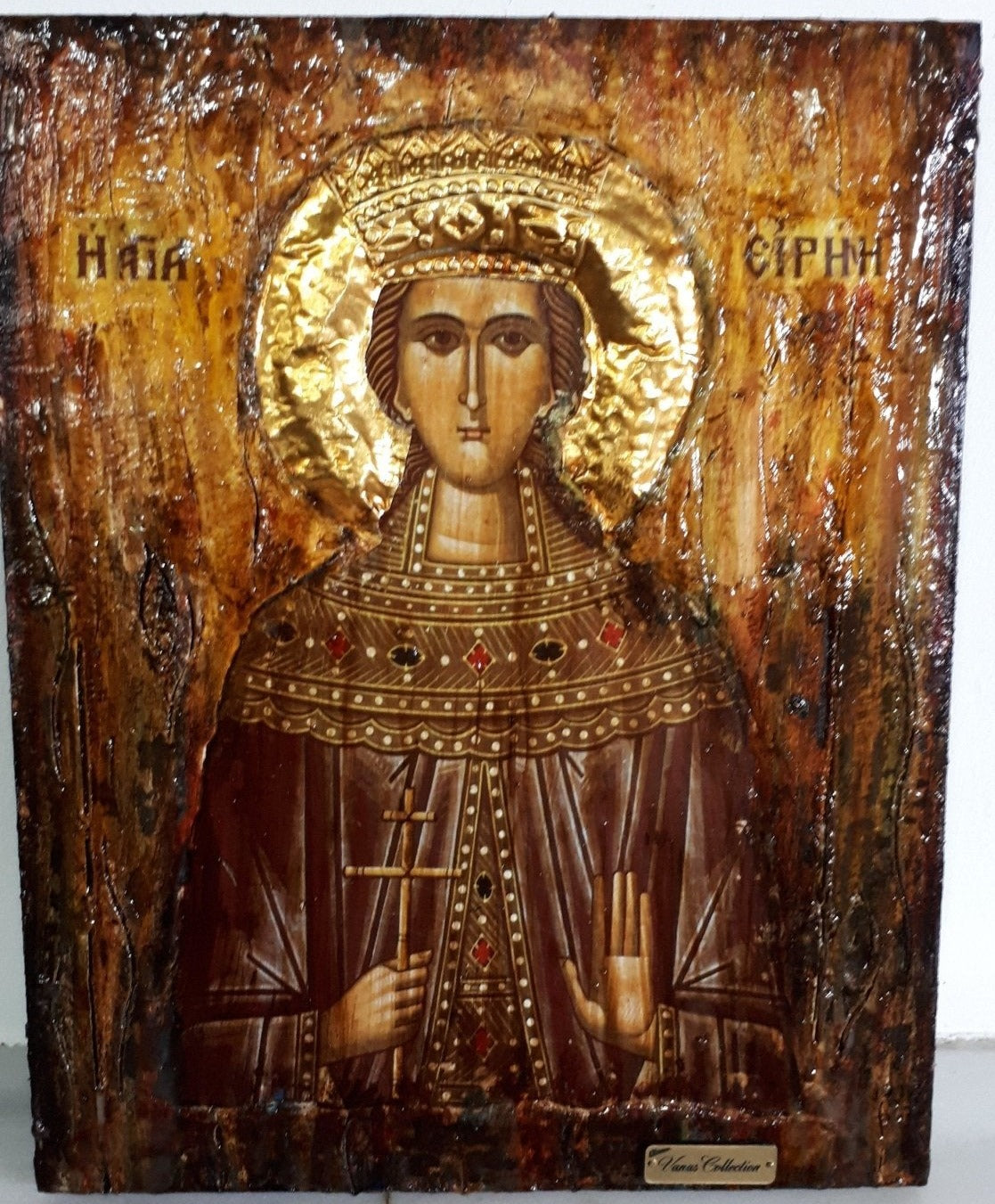 Saint St Irene Irina Santa Irene Greek Orthodox Icon Byzantine Religious Antique - Vanas Collection