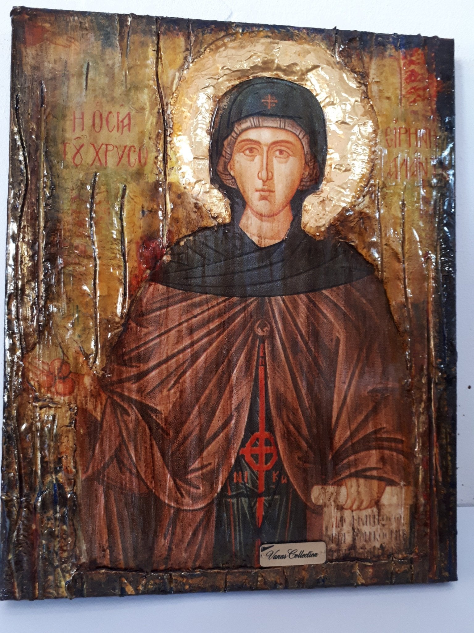 Saint St Irene Irini Chrysovalantou Icon-Greek Orthodox Christian Antique Style Icons - Vanas Collection