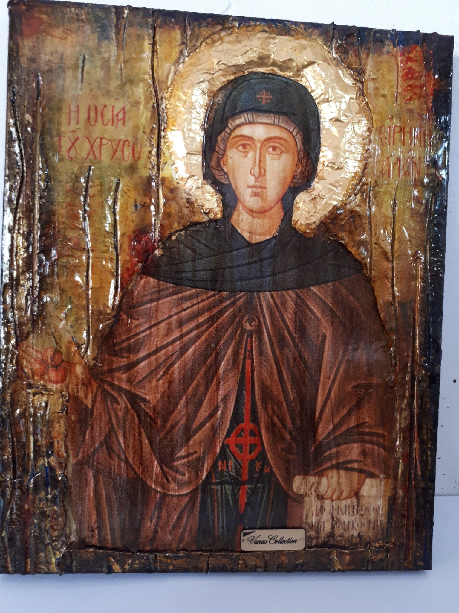 Saint St Irene Irini Chrysovalantou Icon-Greek Orthodox Christian Antique Style Icons - Vanas Collection