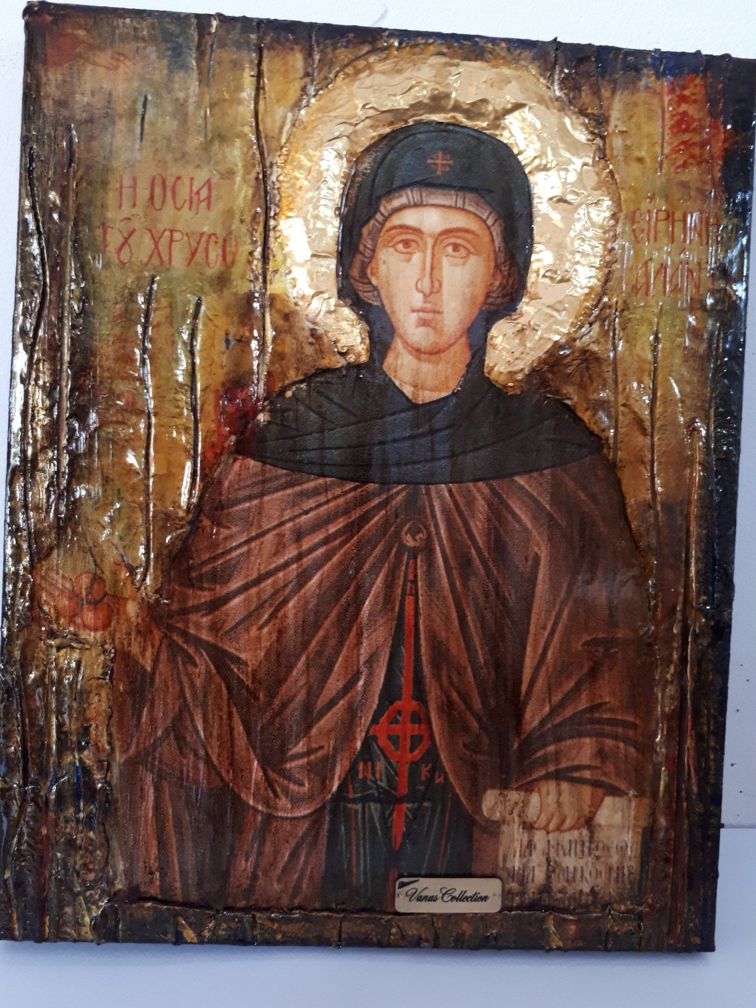 Saint St Irene Irini Chrysovalantou Icon-Greek Orthodox Christian Antique Style Icons - Vanas Collection