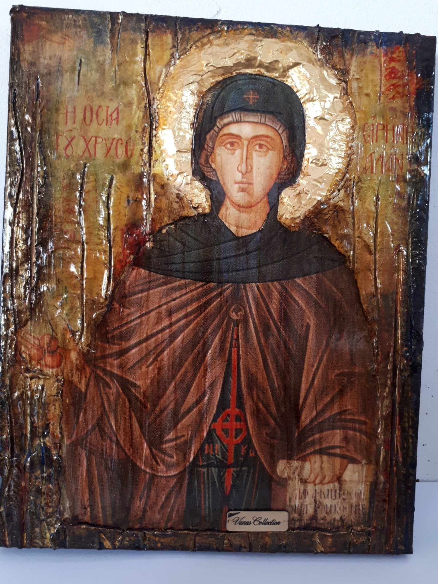 Saint St Irene Irini Chrysovalantou Icon-Greek Orthodox Christian Antique Style Icons - Vanas Collection