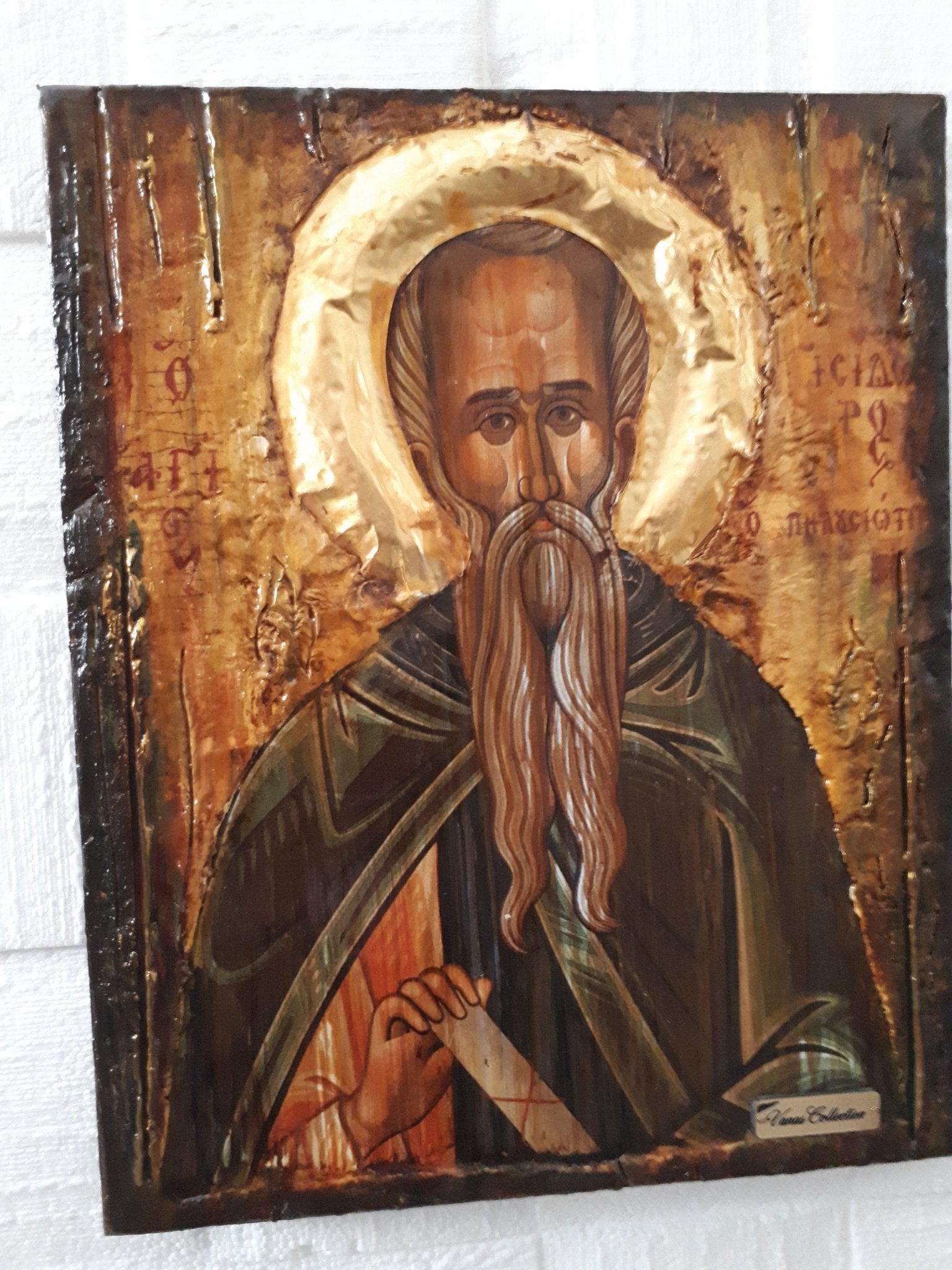 Saint St. Isidoros Pilousiotis Icon Handmade Orthodox Byzantine Russian Icons - Vanas Collection