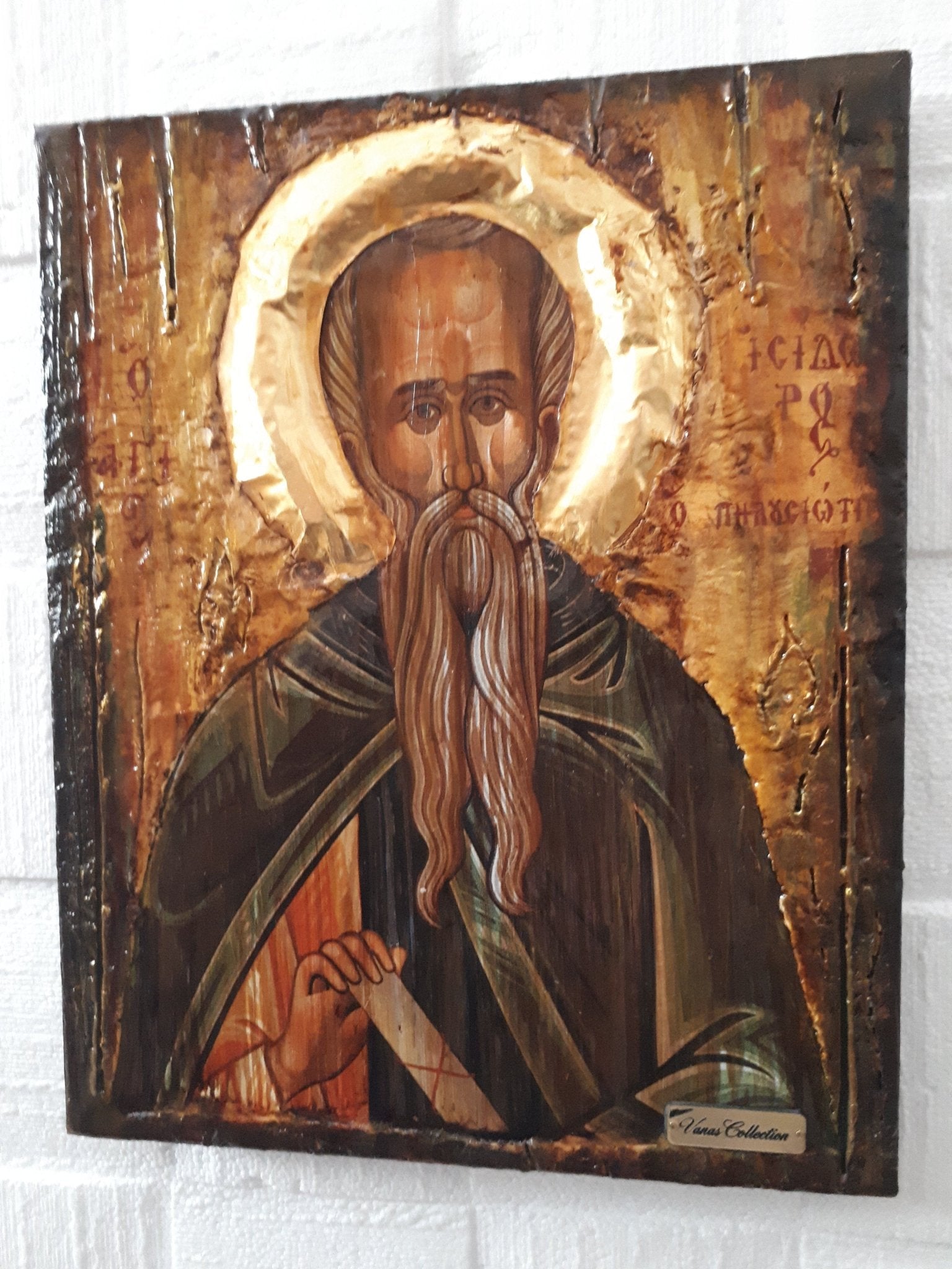 Saint St. Isidoros Pilousiotis Icon Handmade Orthodox Byzantine Russian Icons - Vanas Collection